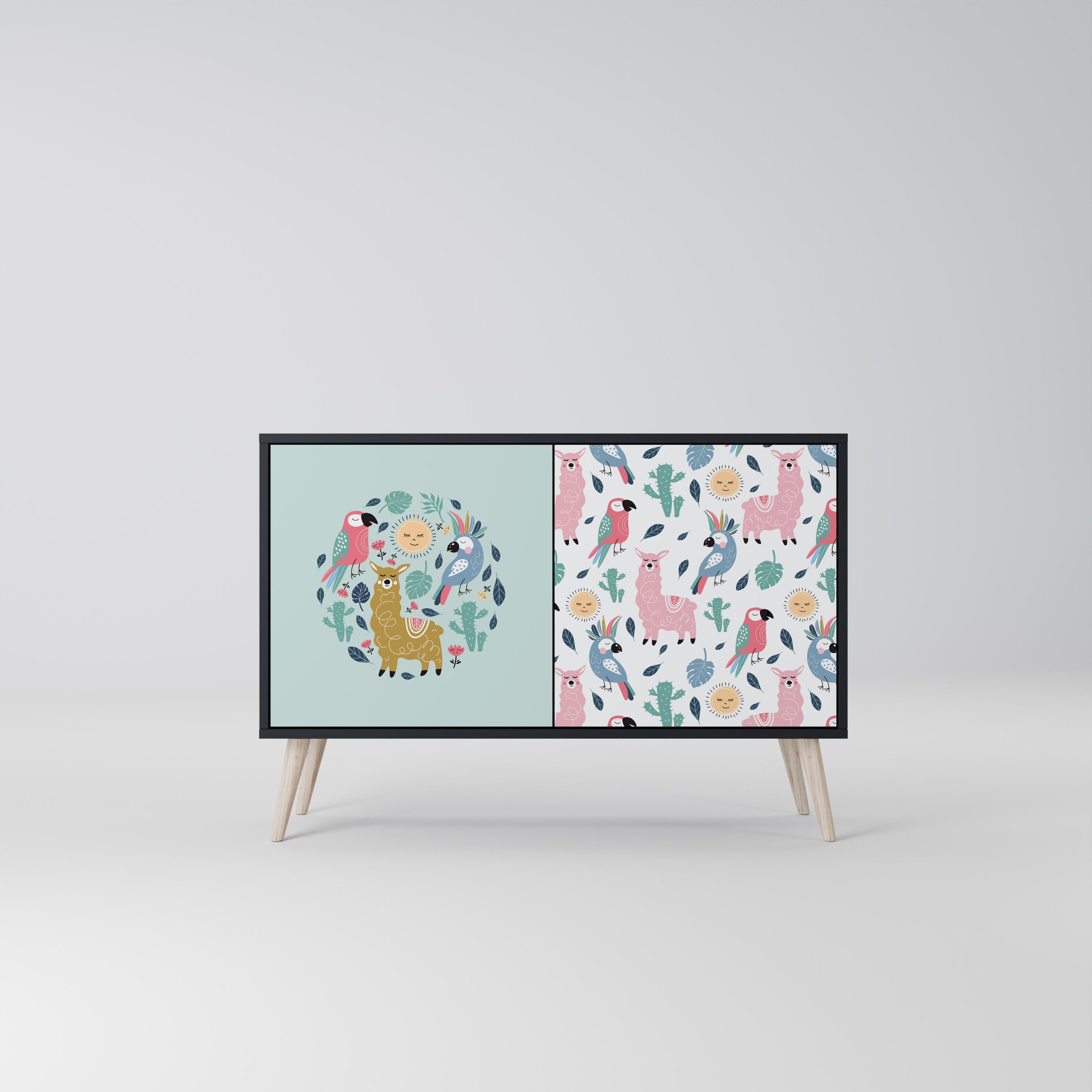 Buffet 2 portes ALPACAS COLORÉS en finition noire