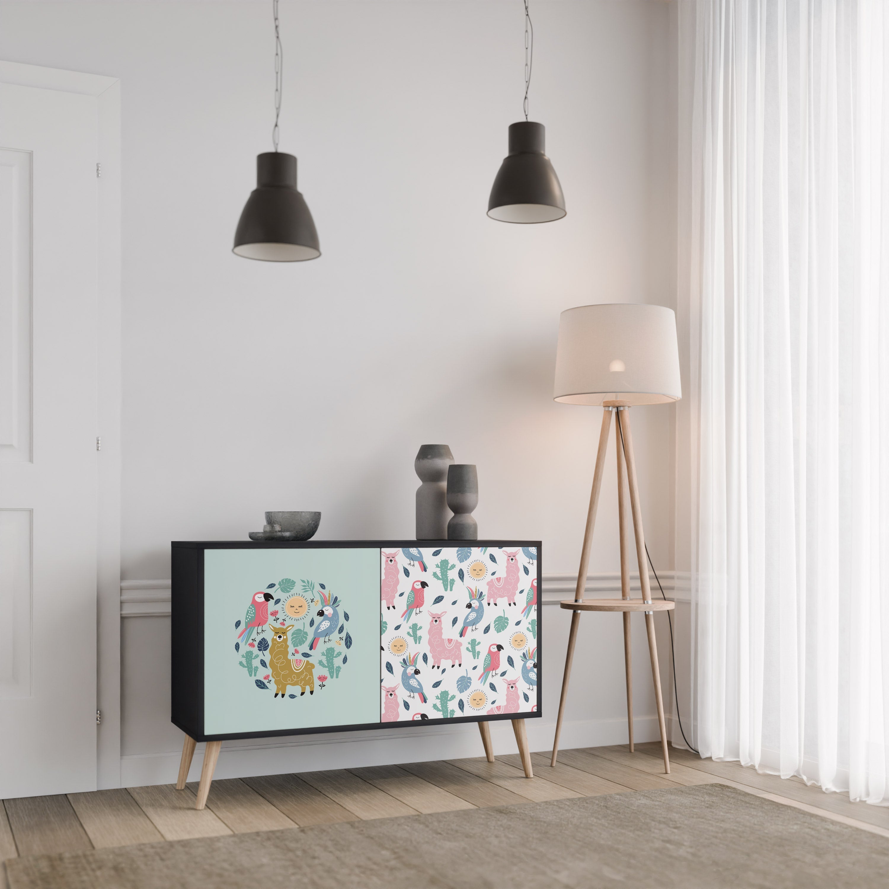 Buffet 2 portes ALPACAS COLORÉS en finition noire