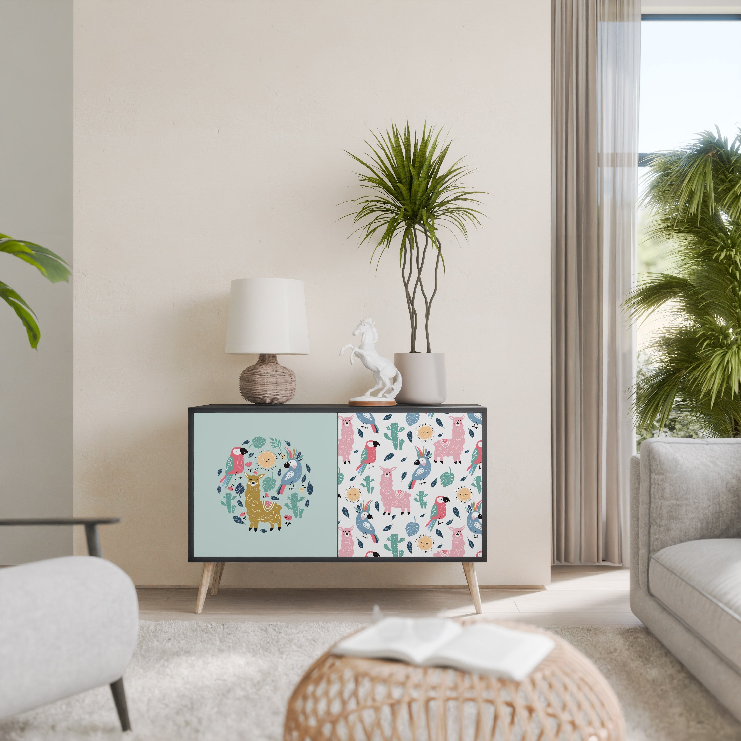 Buffet 2 portes ALPACAS COLORÉS en finition noire