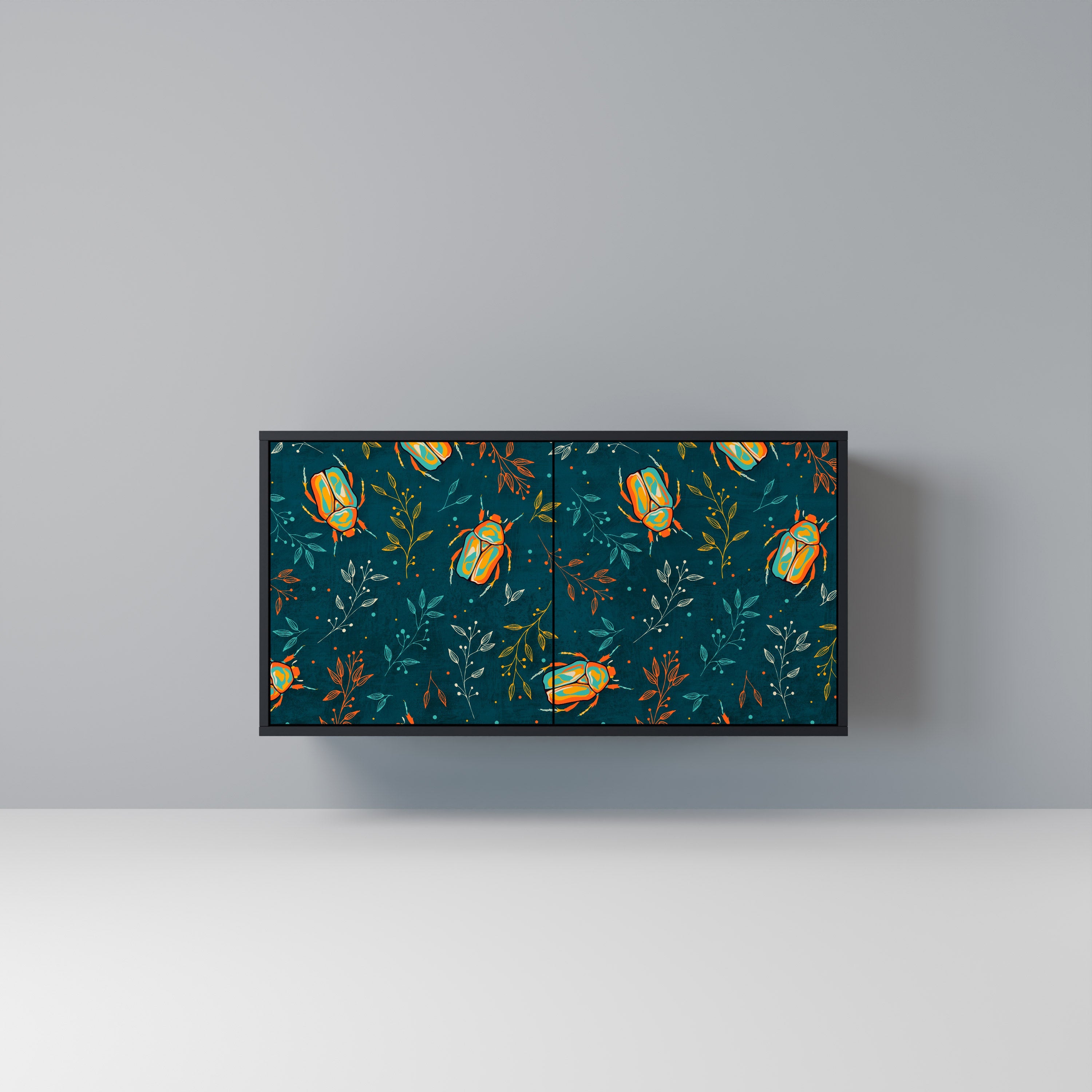 Buffet 2 portes INSECTES D'AUTOMNE en finition noire