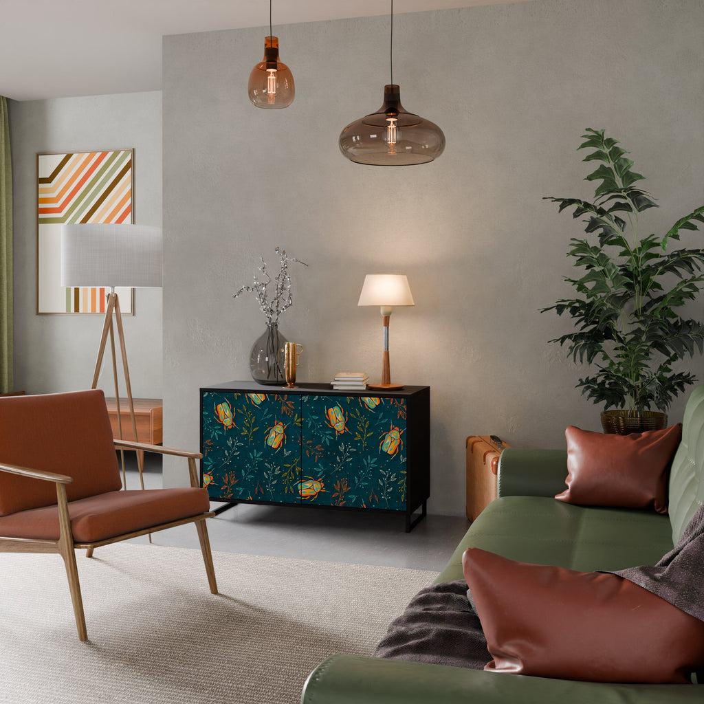 Buffet 2 portes INSECTES D'AUTOMNE en finition noire