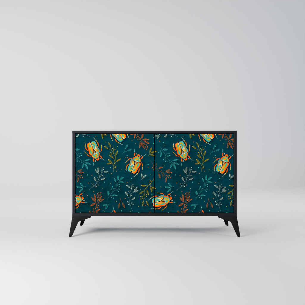 Buffet 2 portes INSECTES D'AUTOMNE en finition noire