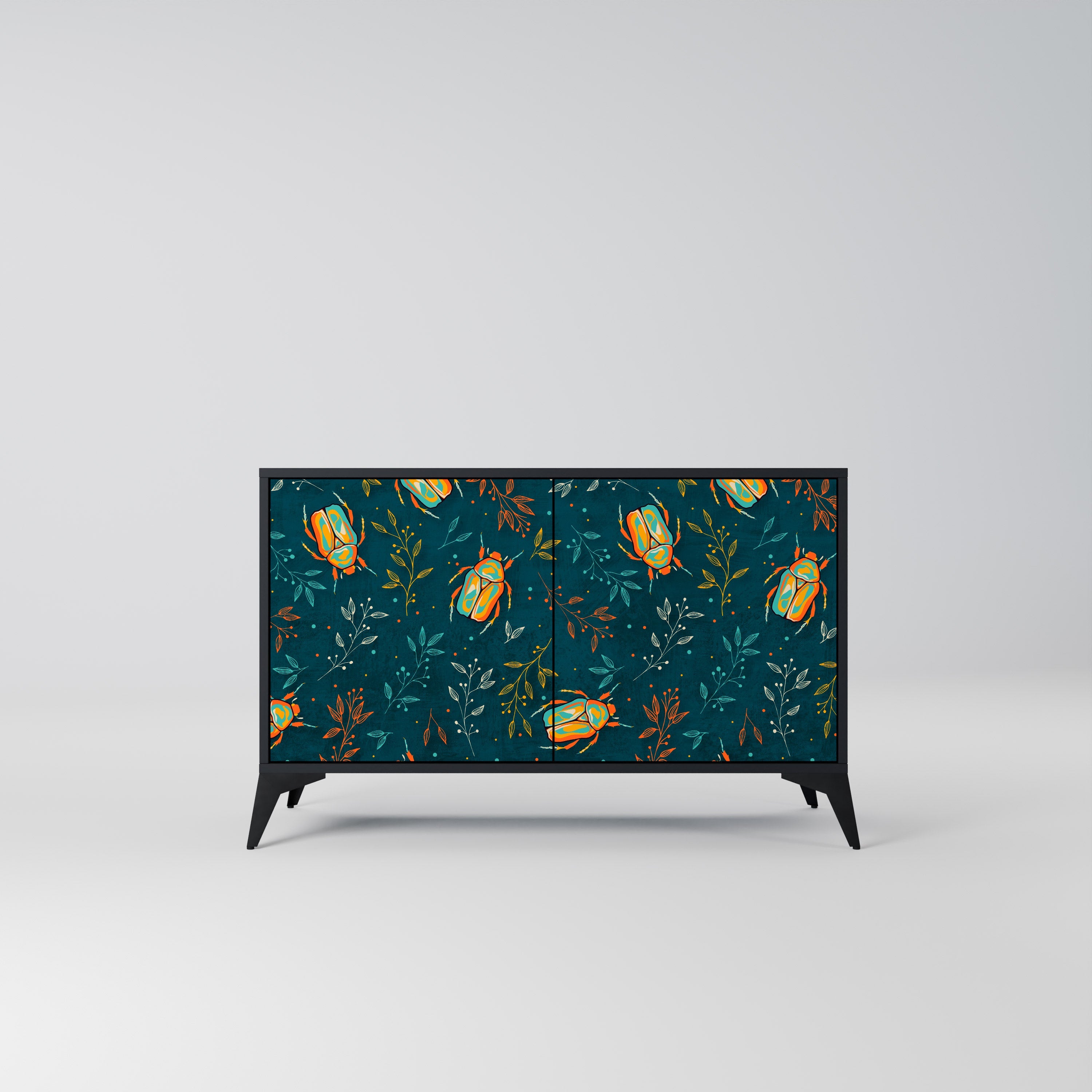 Buffet 2 portes INSECTES D'AUTOMNE en finition noire