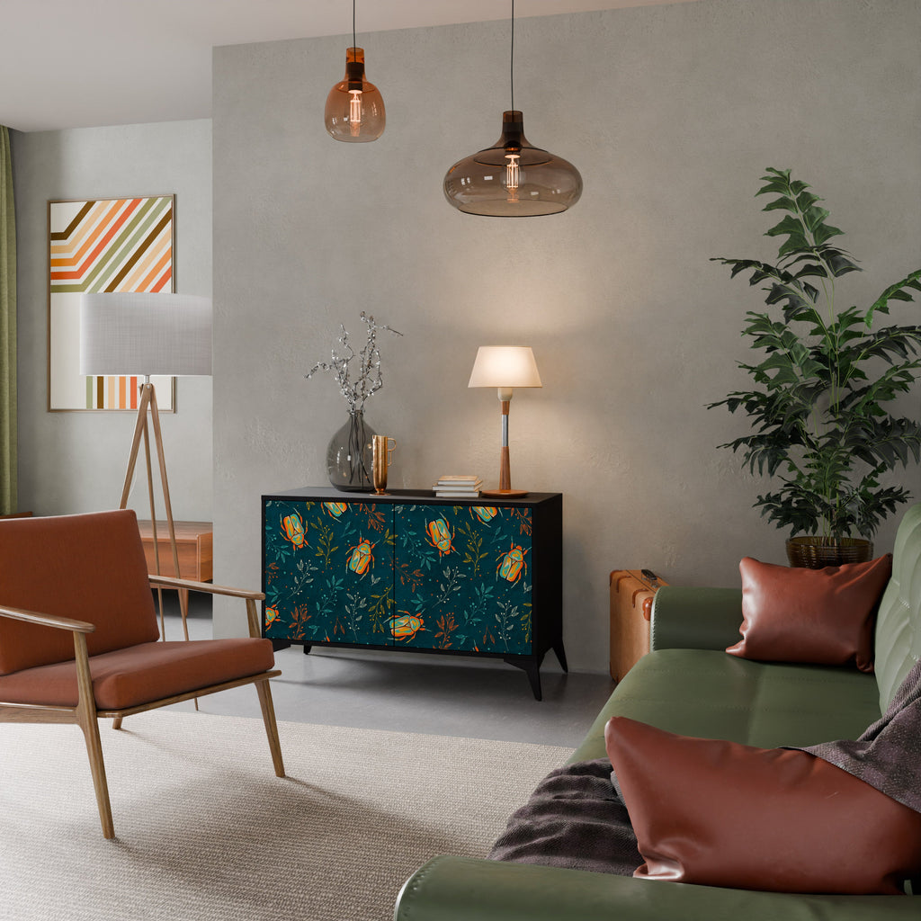 Buffet 2 portes INSECTES D'AUTOMNE en finition noire