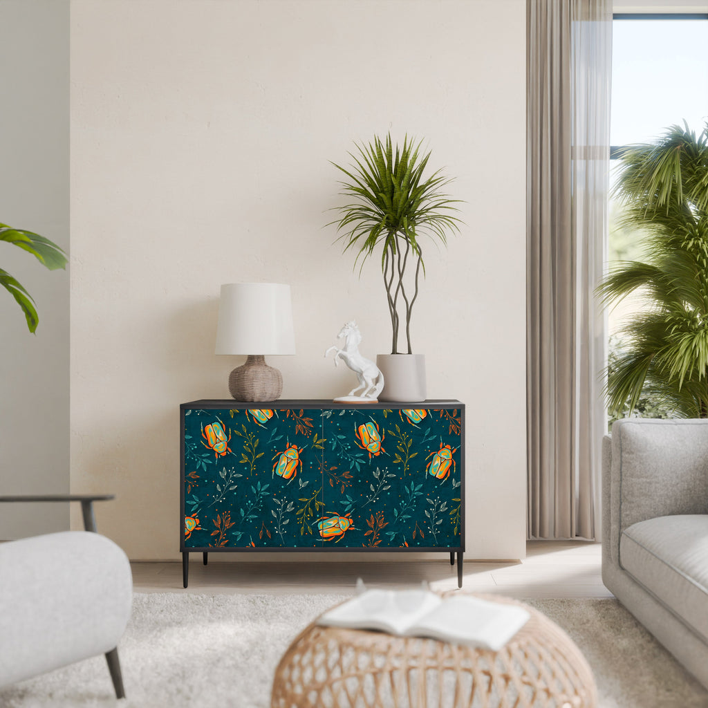 Buffet 2 portes INSECTES D'AUTOMNE en finition noire