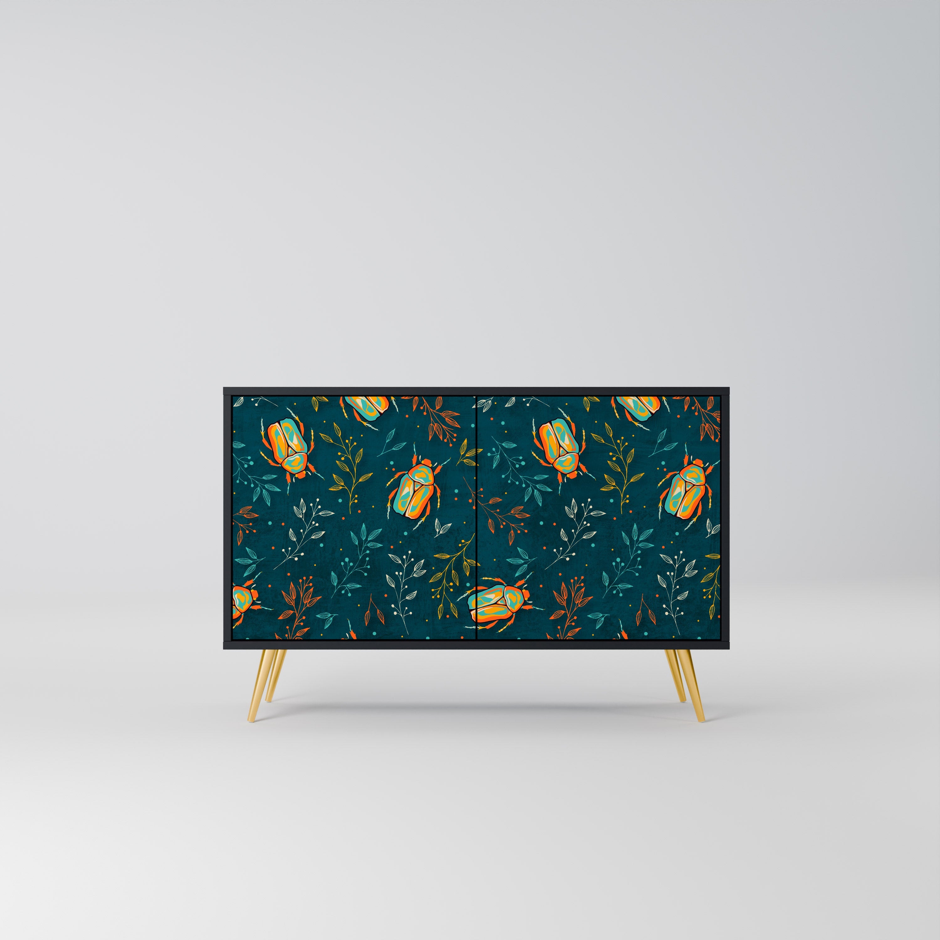 Buffet 2 portes INSECTES D'AUTOMNE en finition noire