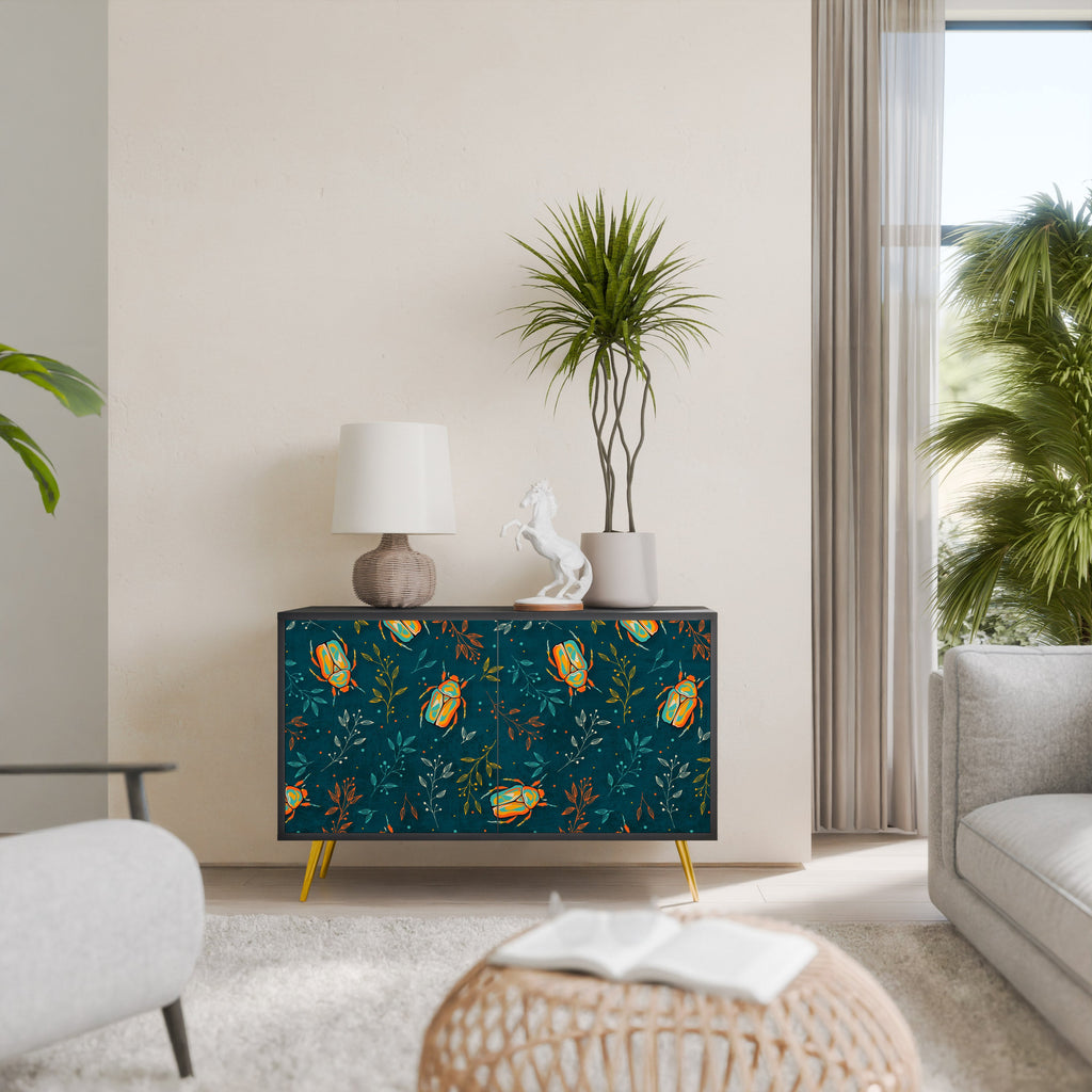 Buffet 2 portes INSECTES D'AUTOMNE en finition noire