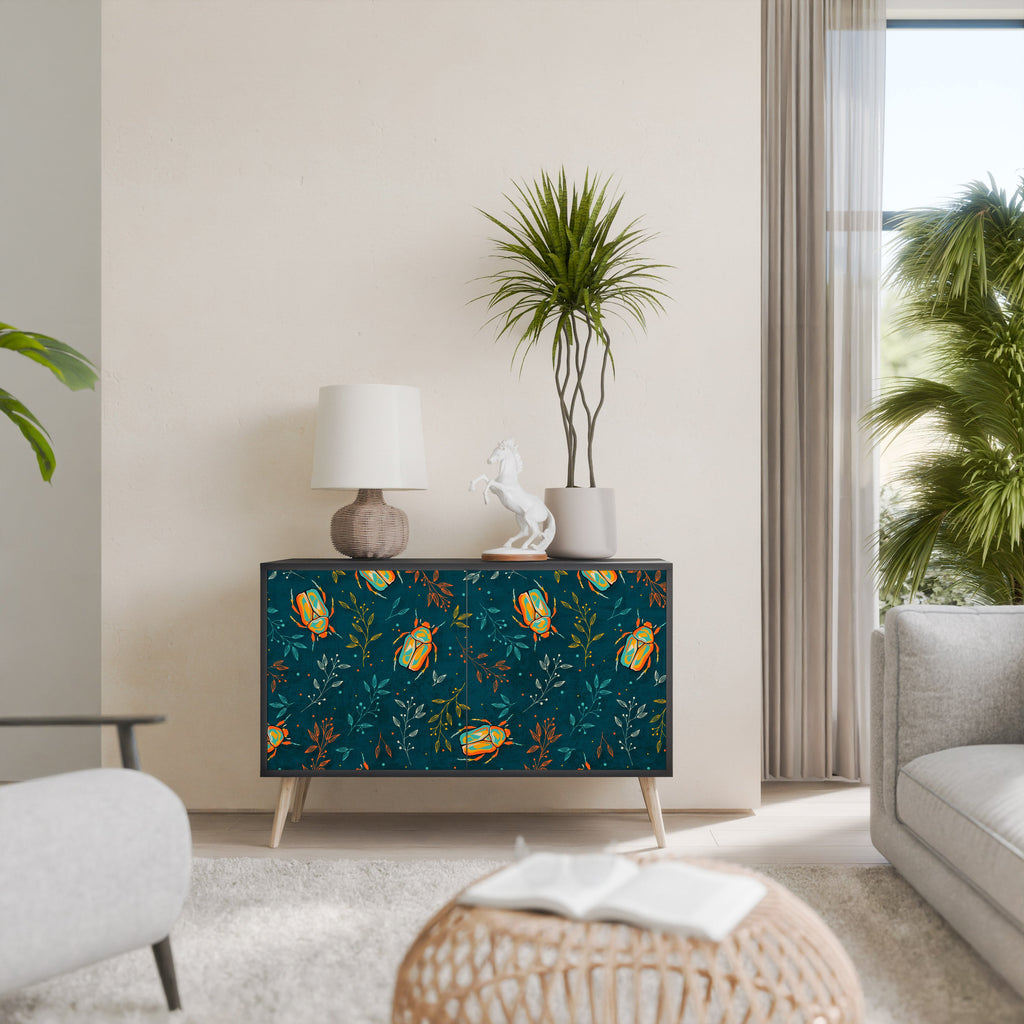 Buffet 2 portes INSECTES D'AUTOMNE en finition noire