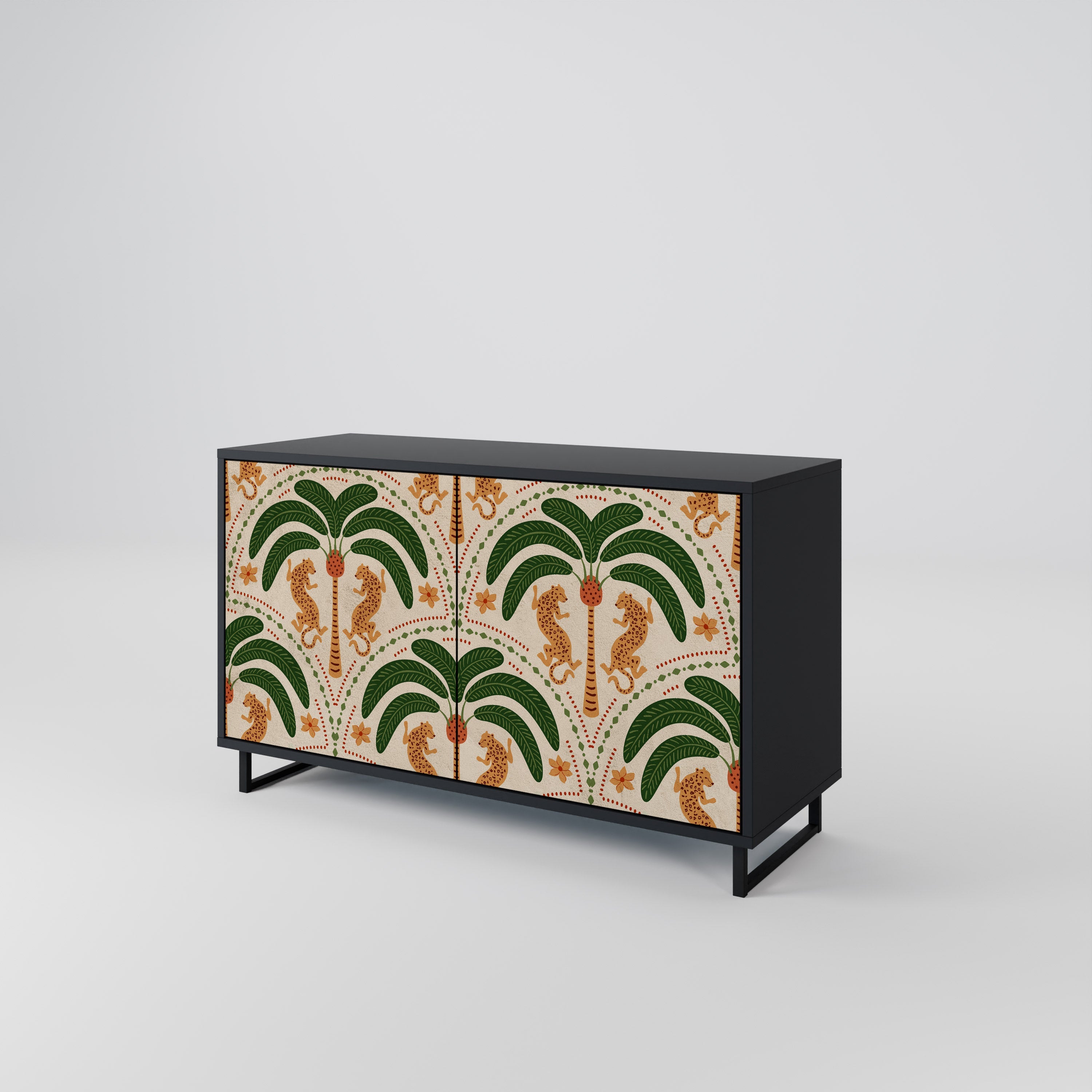 Buffet 2 portes DANCING PREDATORS en finition noire