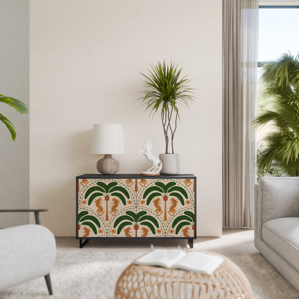 Buffet 2 portes DANCING PREDATORS en finition noire