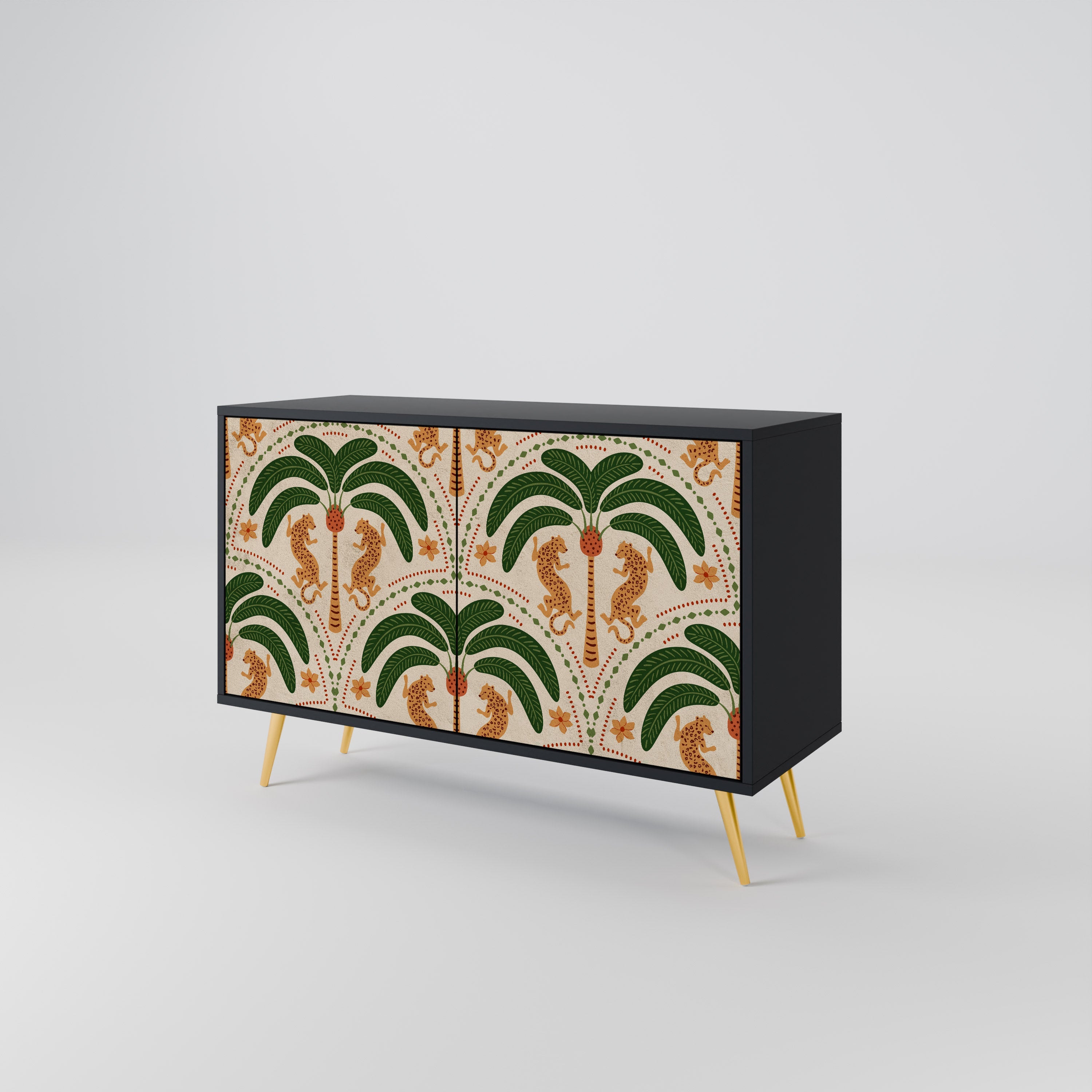 Buffet 2 portes DANCING PREDATORS en finition noire