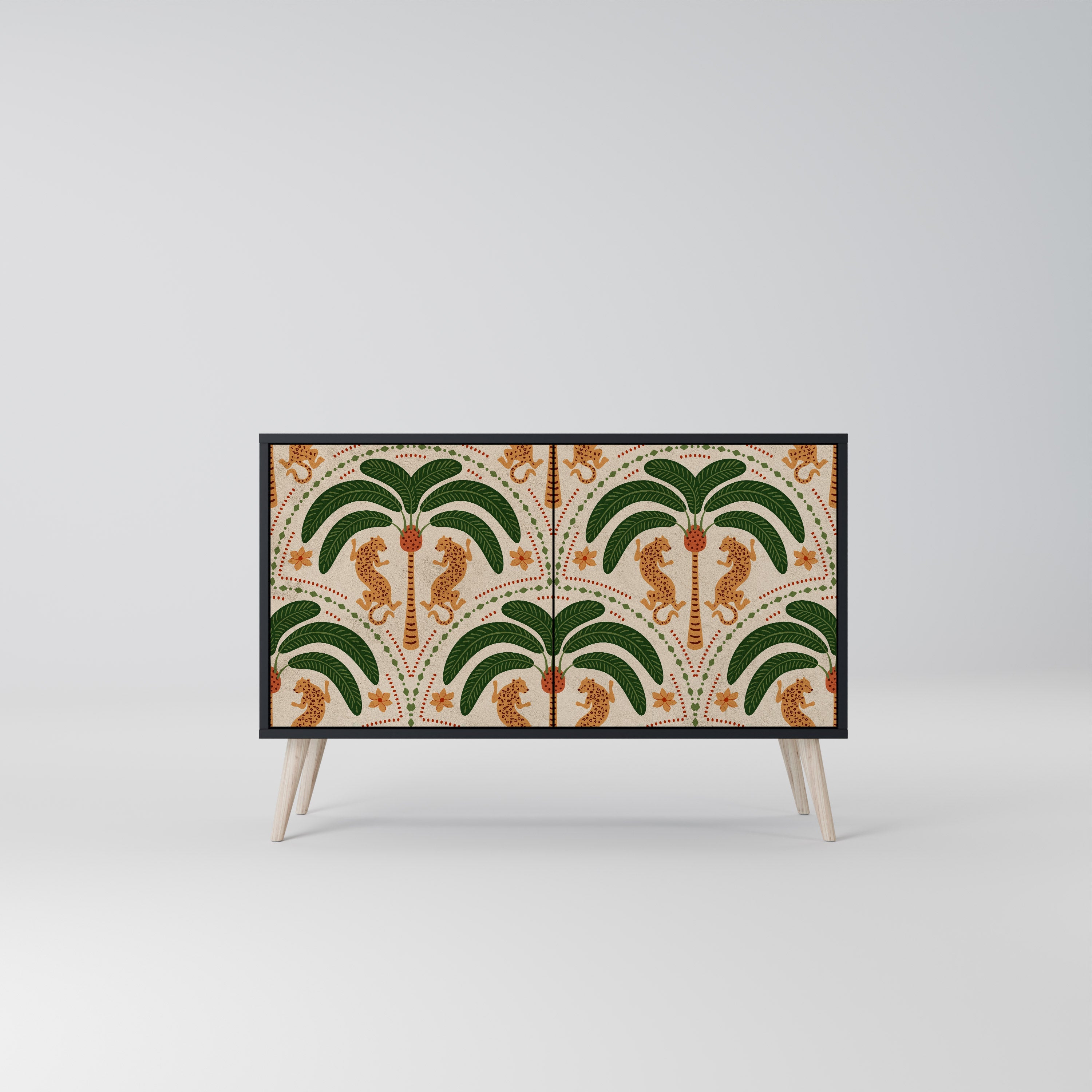 Buffet 2 portes DANCING PREDATORS en finition noire