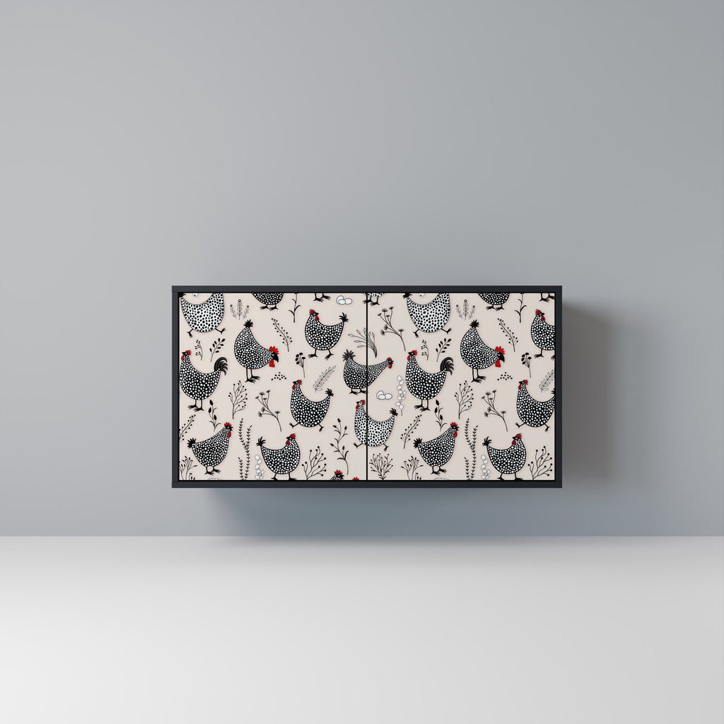 Buffet 2 portes HAPPY HENS finition noire