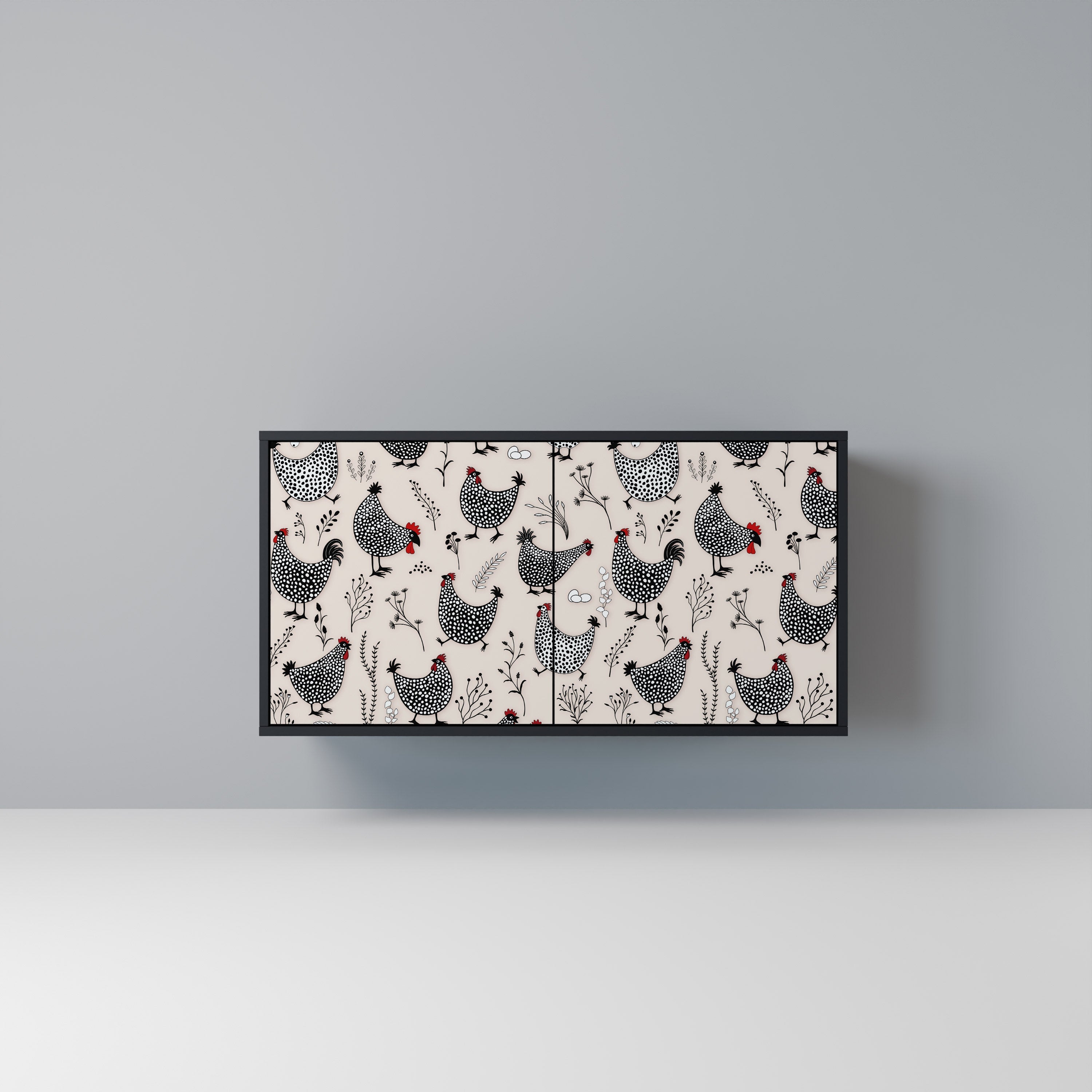 Buffet 2 portes HAPPY HENS finition noire