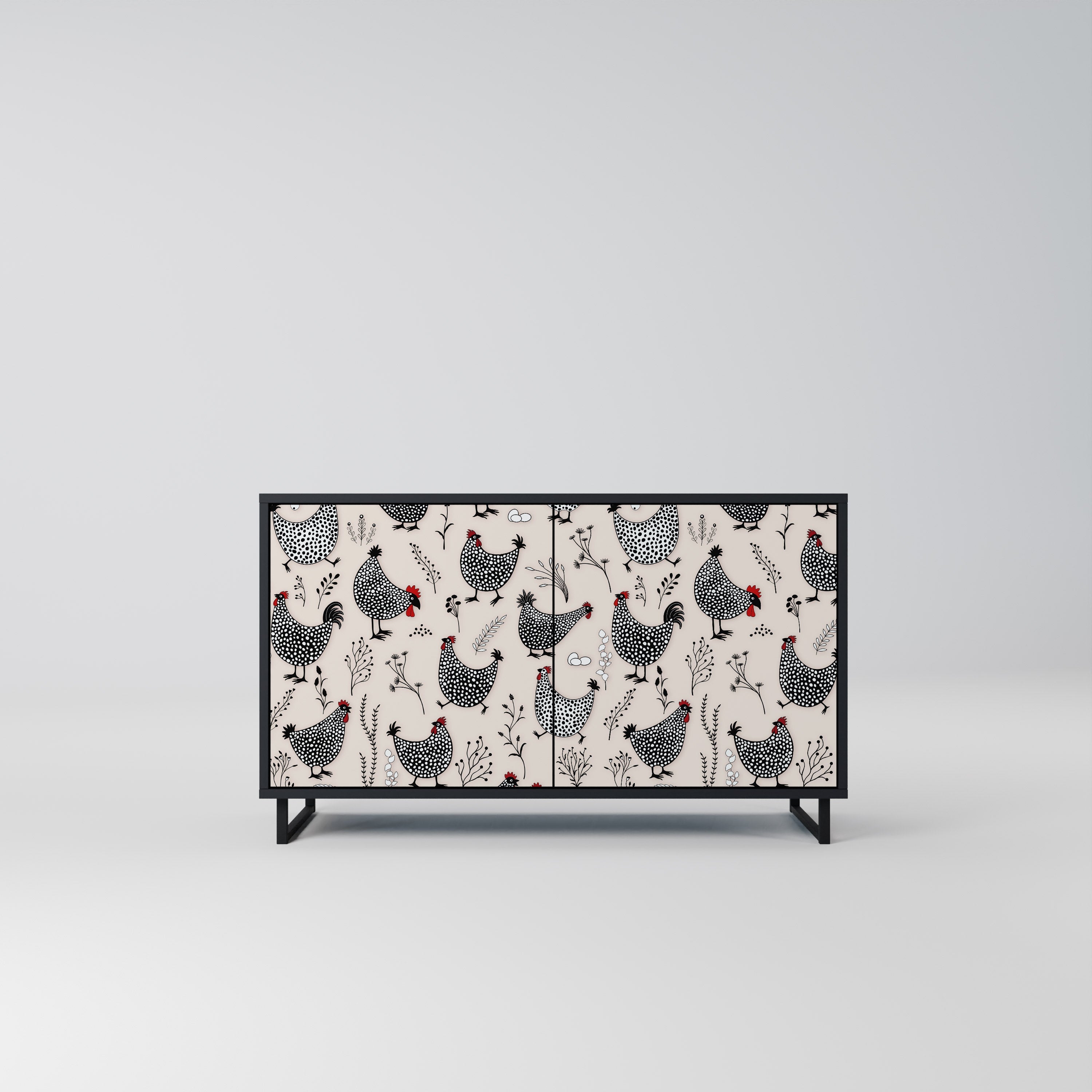 Buffet 2 portes HAPPY HENS finition noire