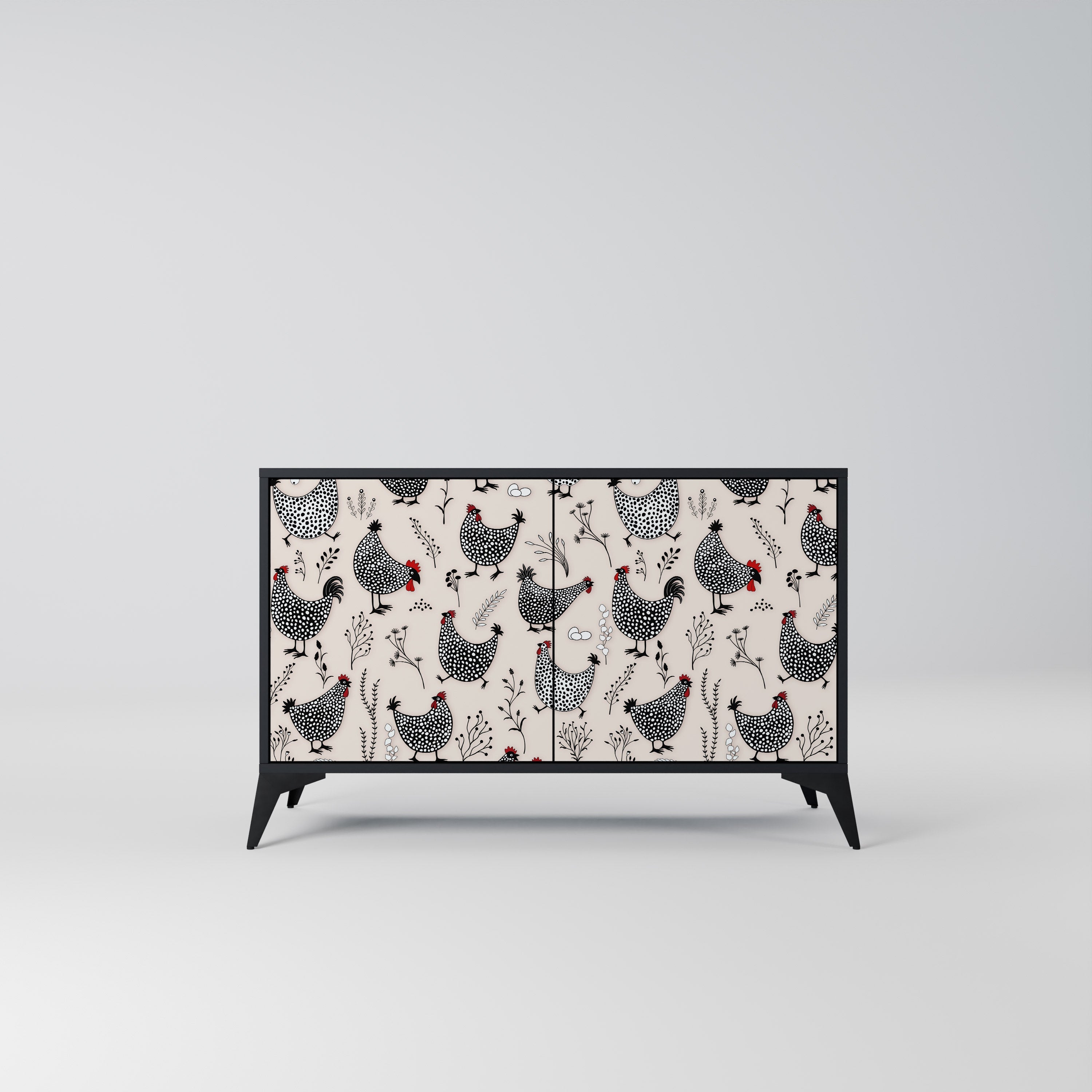 Buffet 2 portes HAPPY HENS finition noire