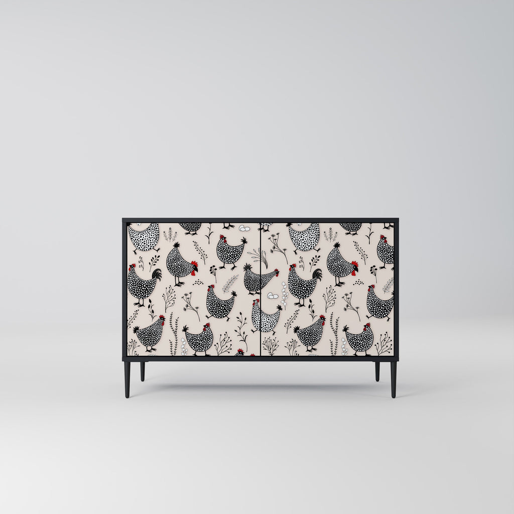 Buffet 2 portes HAPPY HENS finition noire
