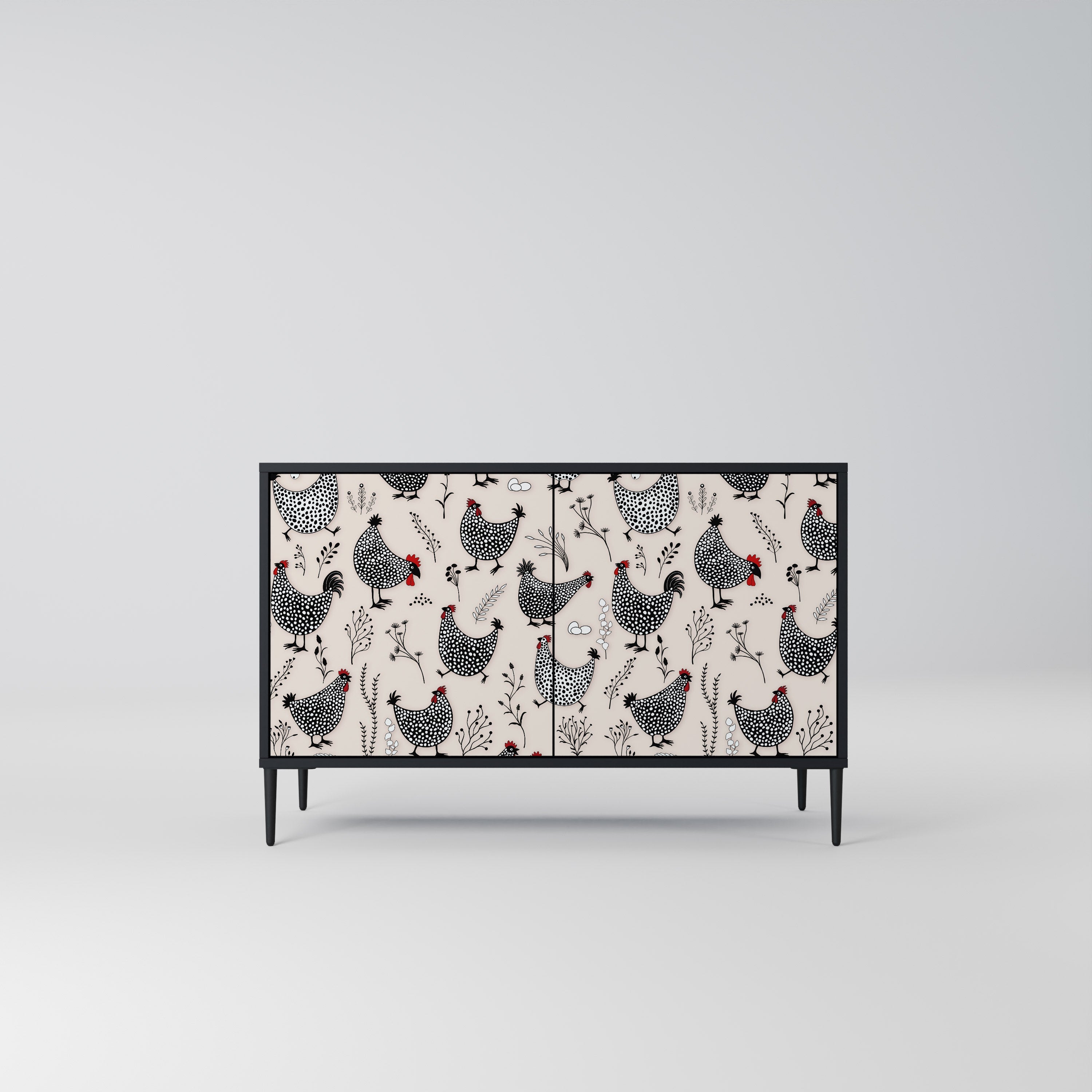 Buffet 2 portes HAPPY HENS finition noire