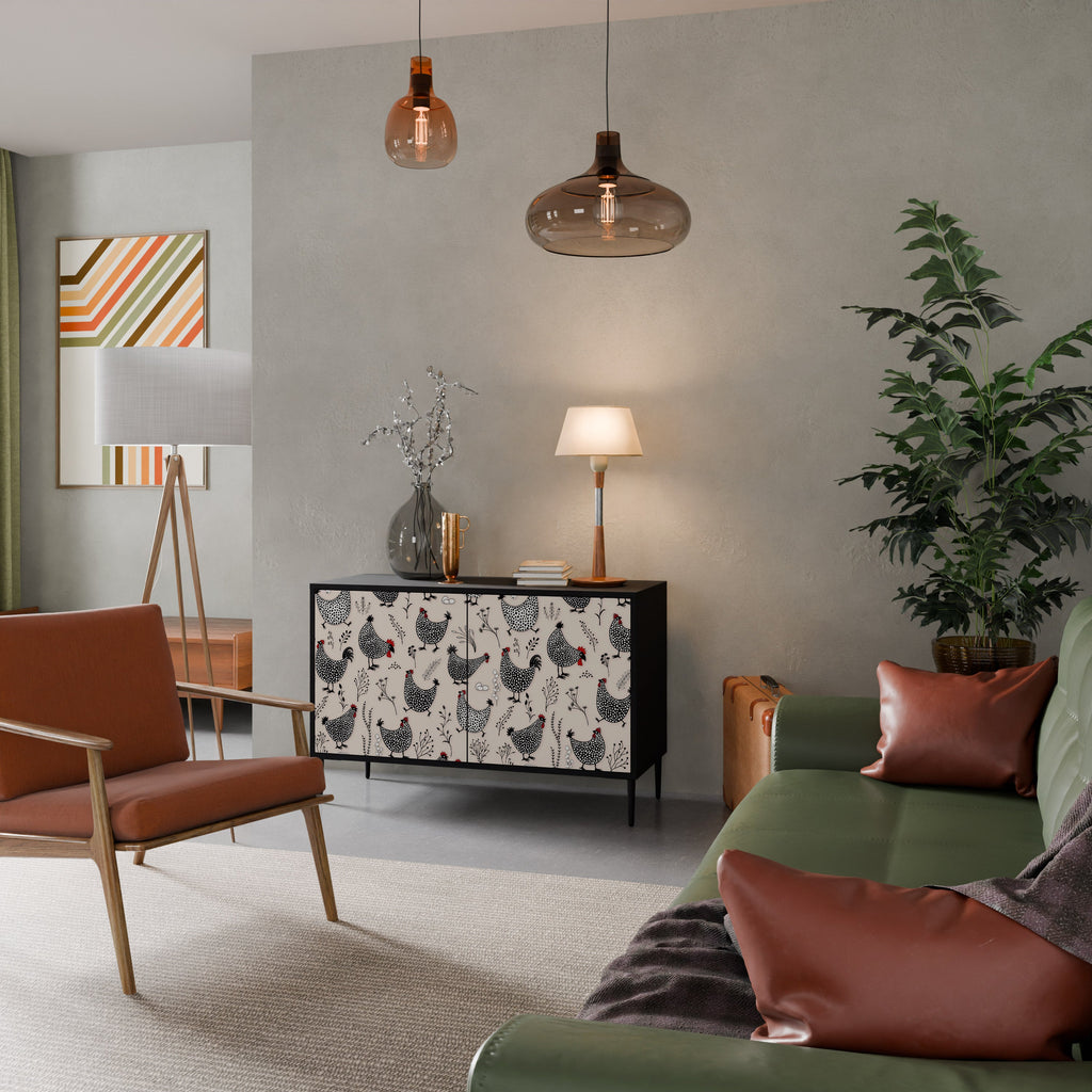 Buffet 2 portes HAPPY HENS finition noire