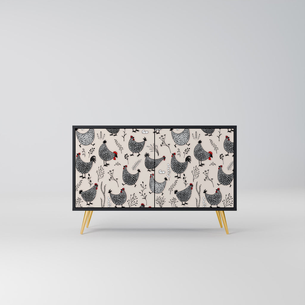 Buffet 2 portes HAPPY HENS finition noire