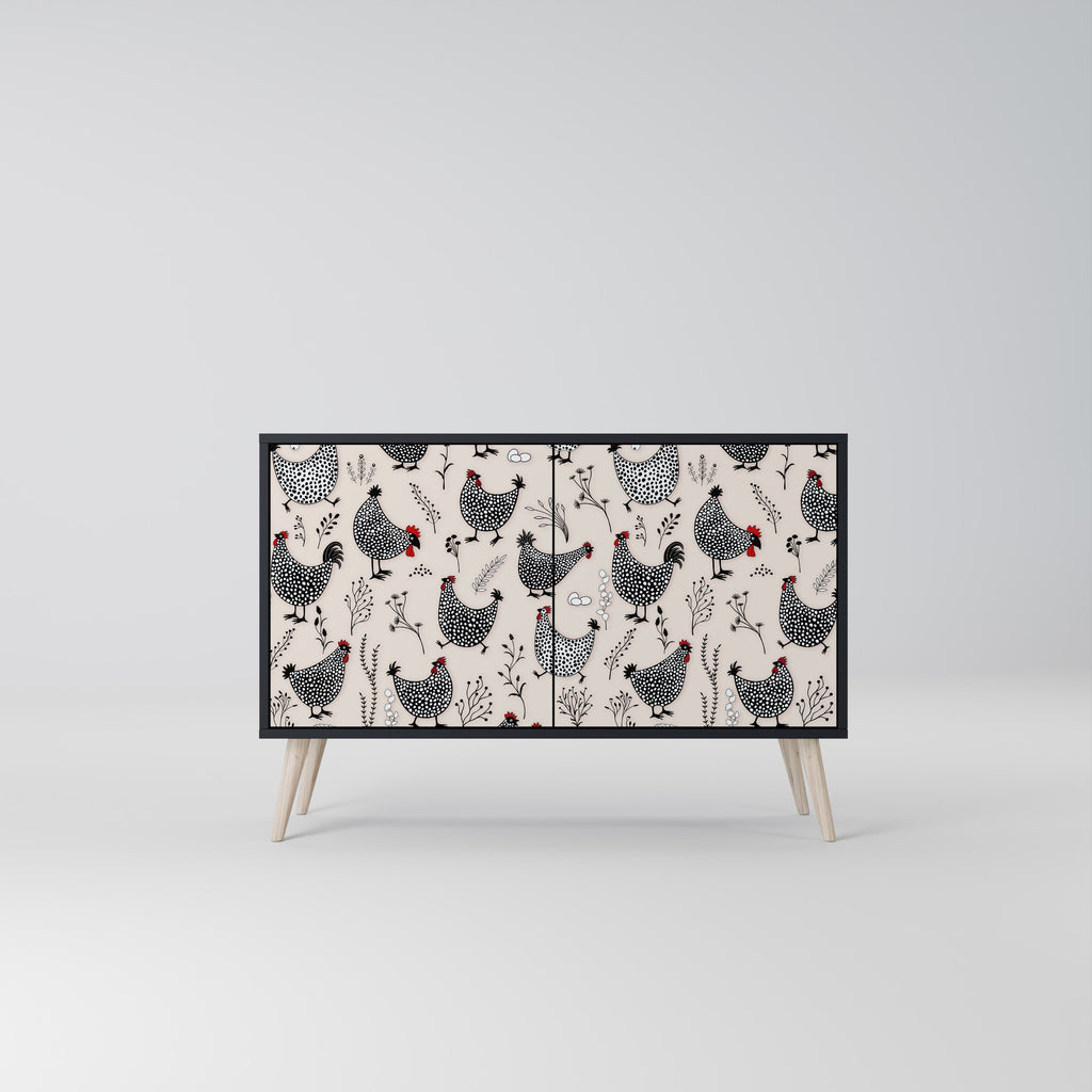 Buffet 2 portes HAPPY HENS finition noire