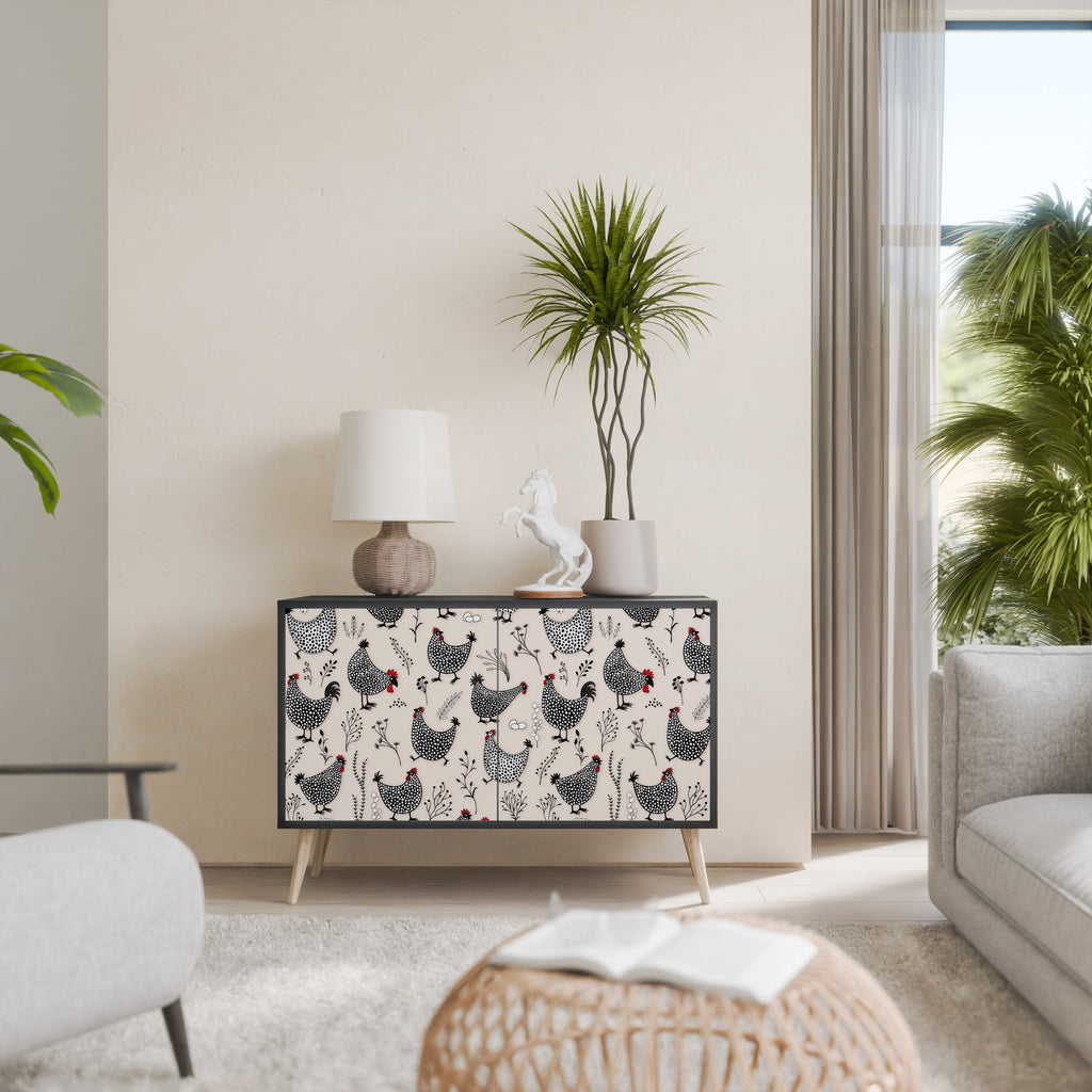 Buffet 2 portes HAPPY HENS finition noire