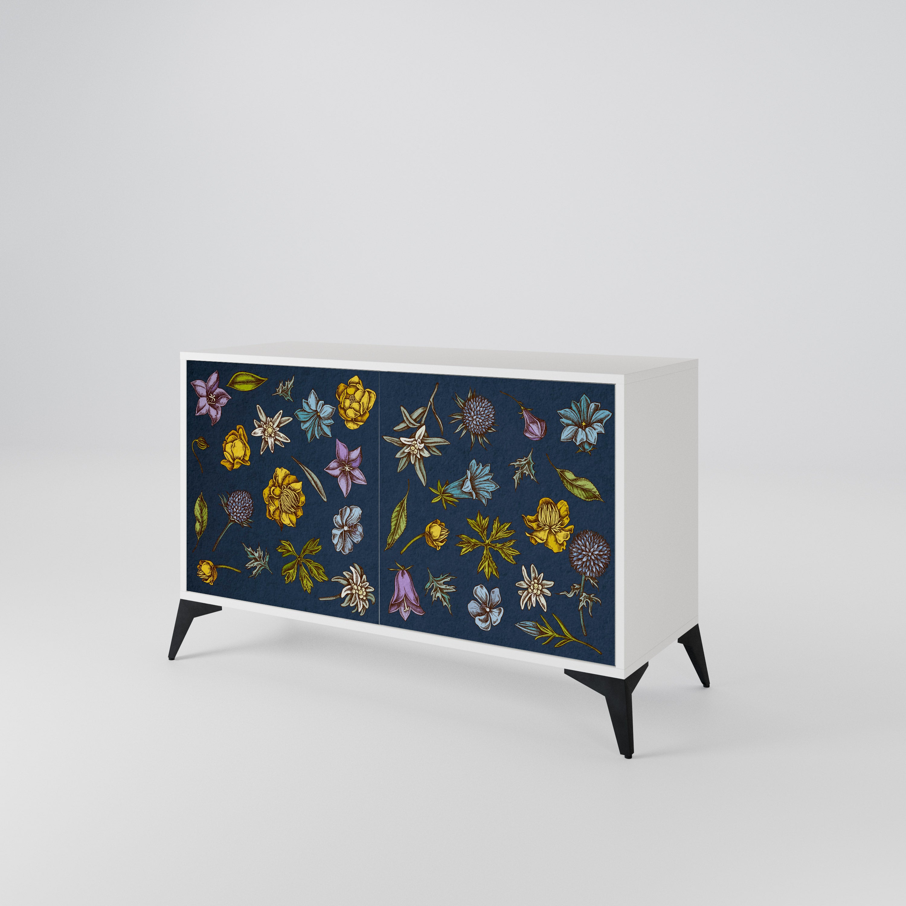 FLOWERS ON NAVY BLUE 2-Door Sideboard