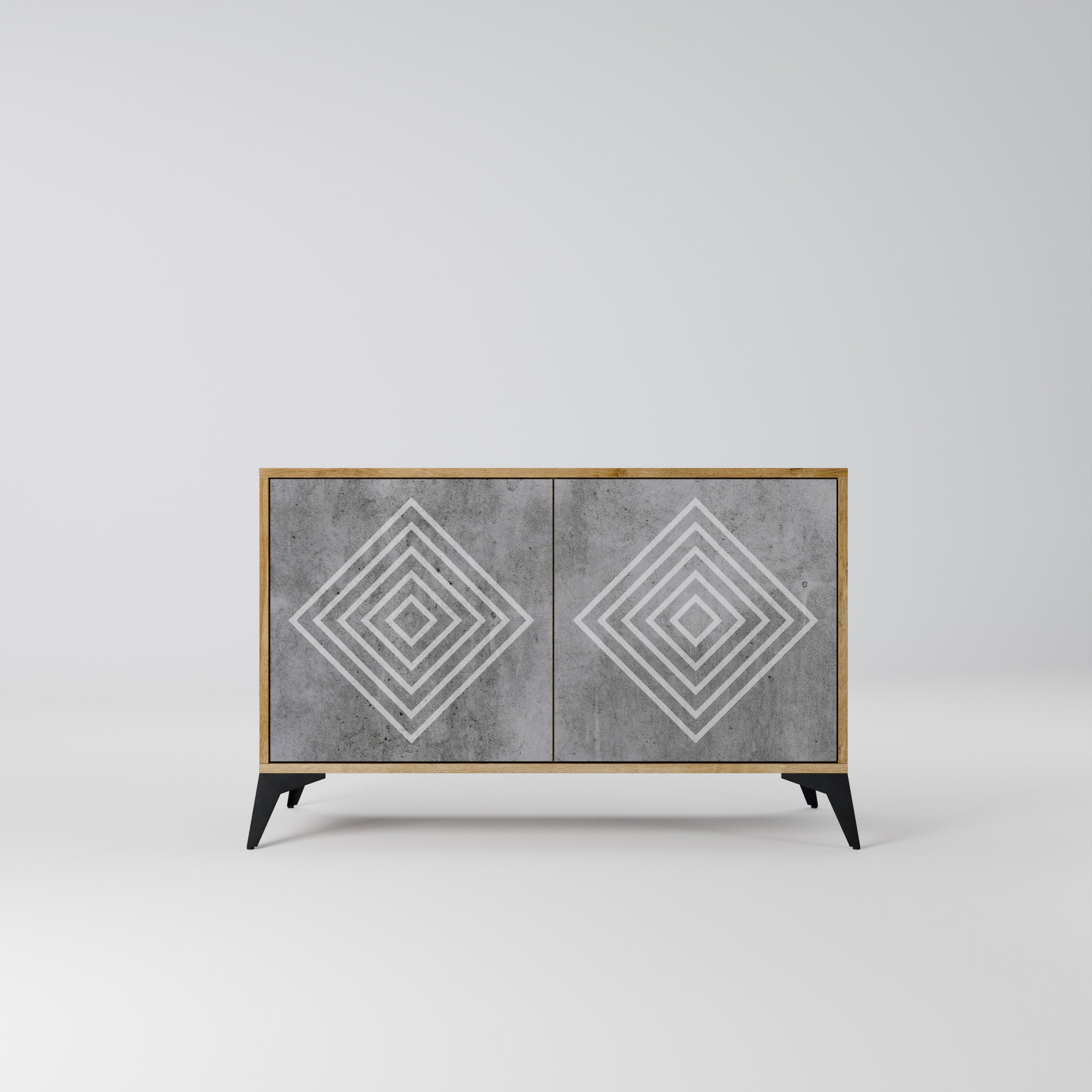 Buffet 2 portes POLYGONAL ARTISTRY effet chêne