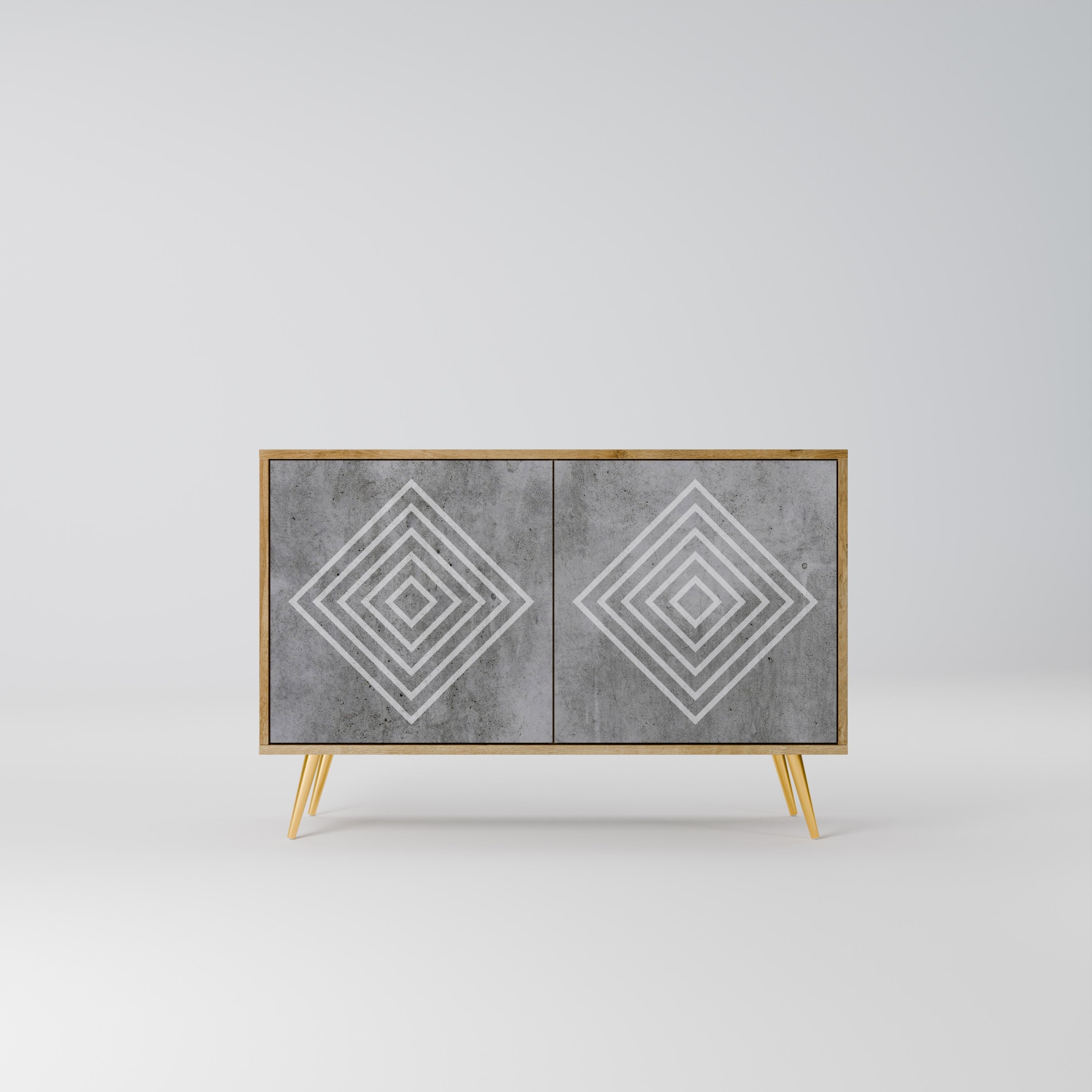 Buffet 2 portes POLYGONAL ARTISTRY effet chêne