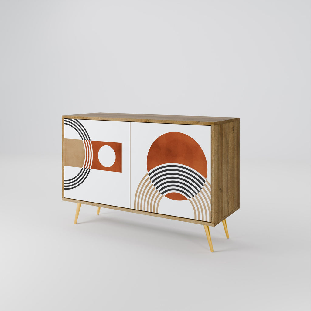 Buffet 2 portes CIRCLE RHYTM effet chêne