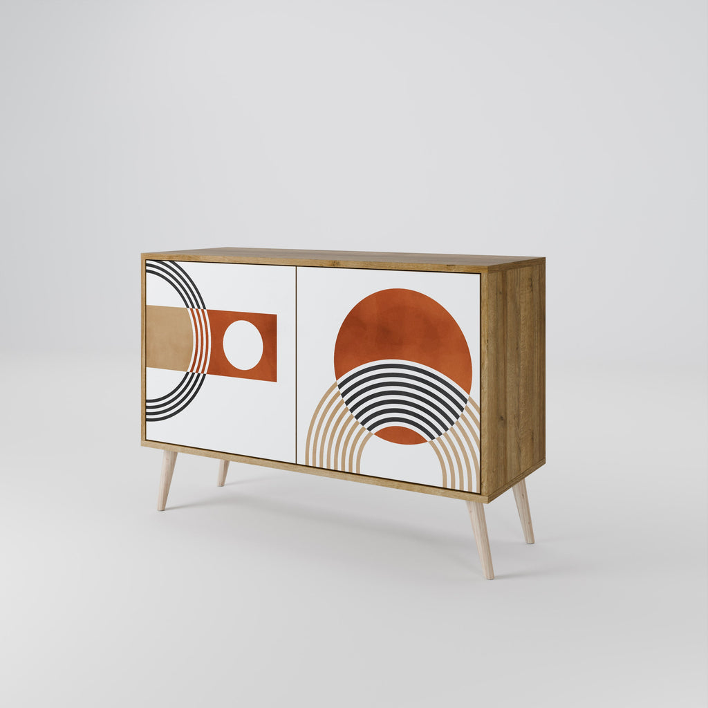 Buffet 2 portes CIRCLE RHYTM effet chêne