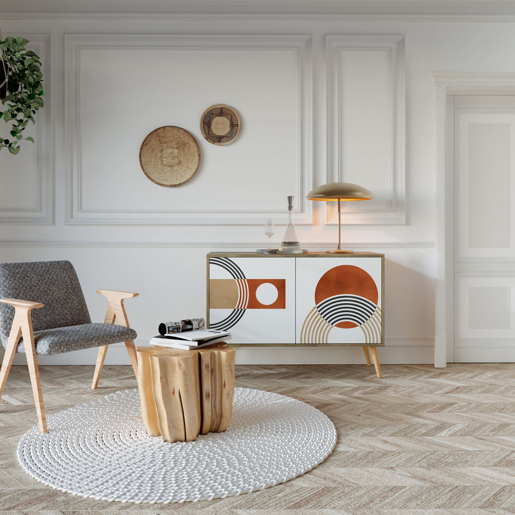 Buffet 2 portes CIRCLE RHYTM effet chêne