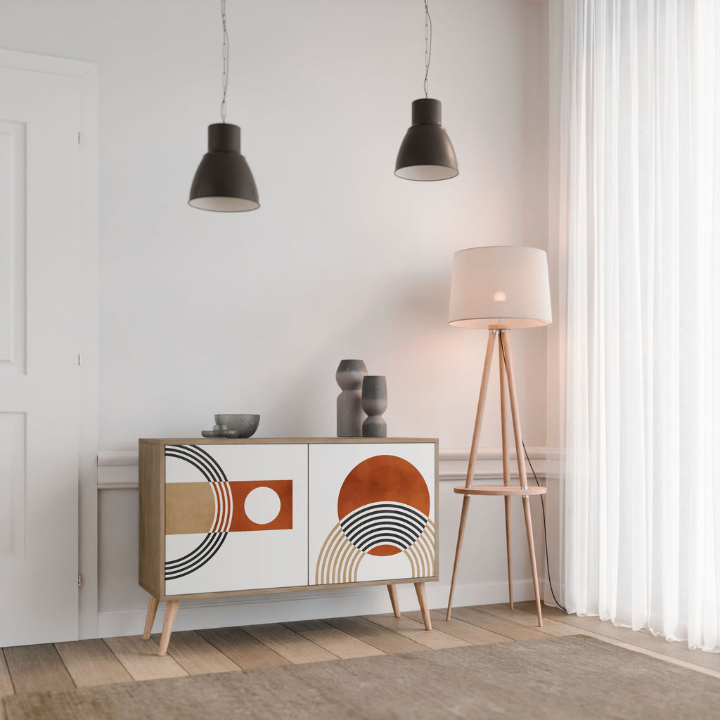 Buffet 2 portes CIRCLE RHYTM effet chêne