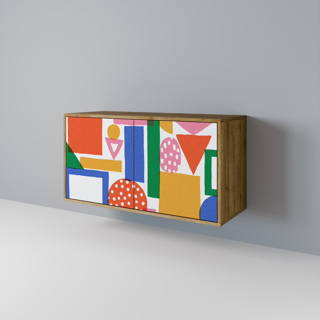 Buffet 2 portes GEOMETRIC GLIMMER effet chêne