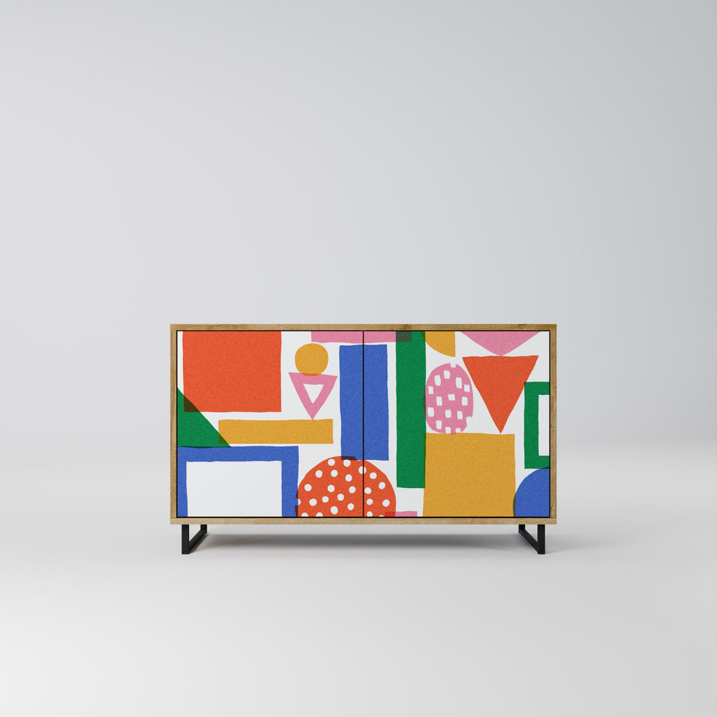 Buffet 2 portes GEOMETRIC GLIMMER effet chêne