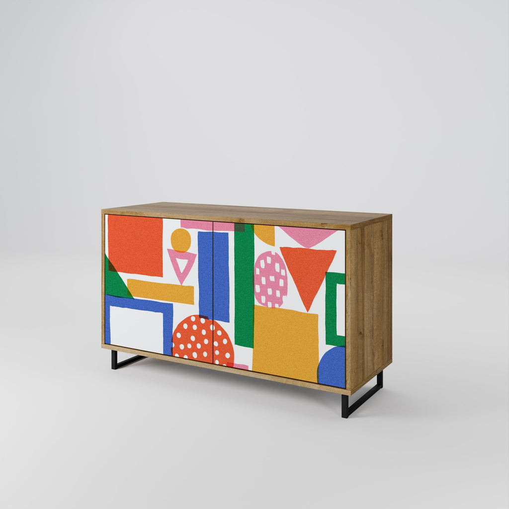 Buffet 2 portes GEOMETRIC GLIMMER effet chêne