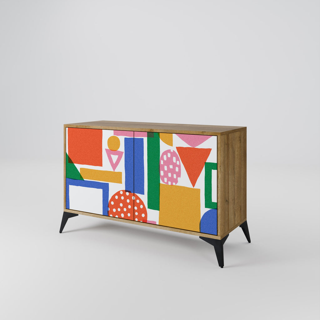 Buffet 2 portes GEOMETRIC GLIMMER effet chêne