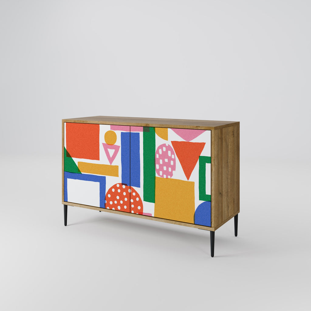 Buffet 2 portes GEOMETRIC GLIMMER effet chêne
