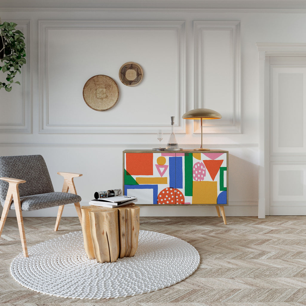 Buffet 2 portes GEOMETRIC GLIMMER effet chêne