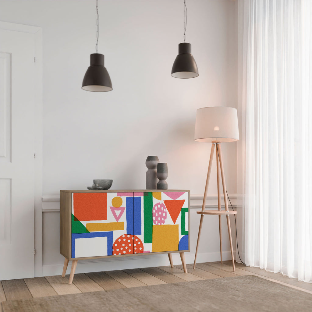 Buffet 2 portes GEOMETRIC GLIMMER effet chêne