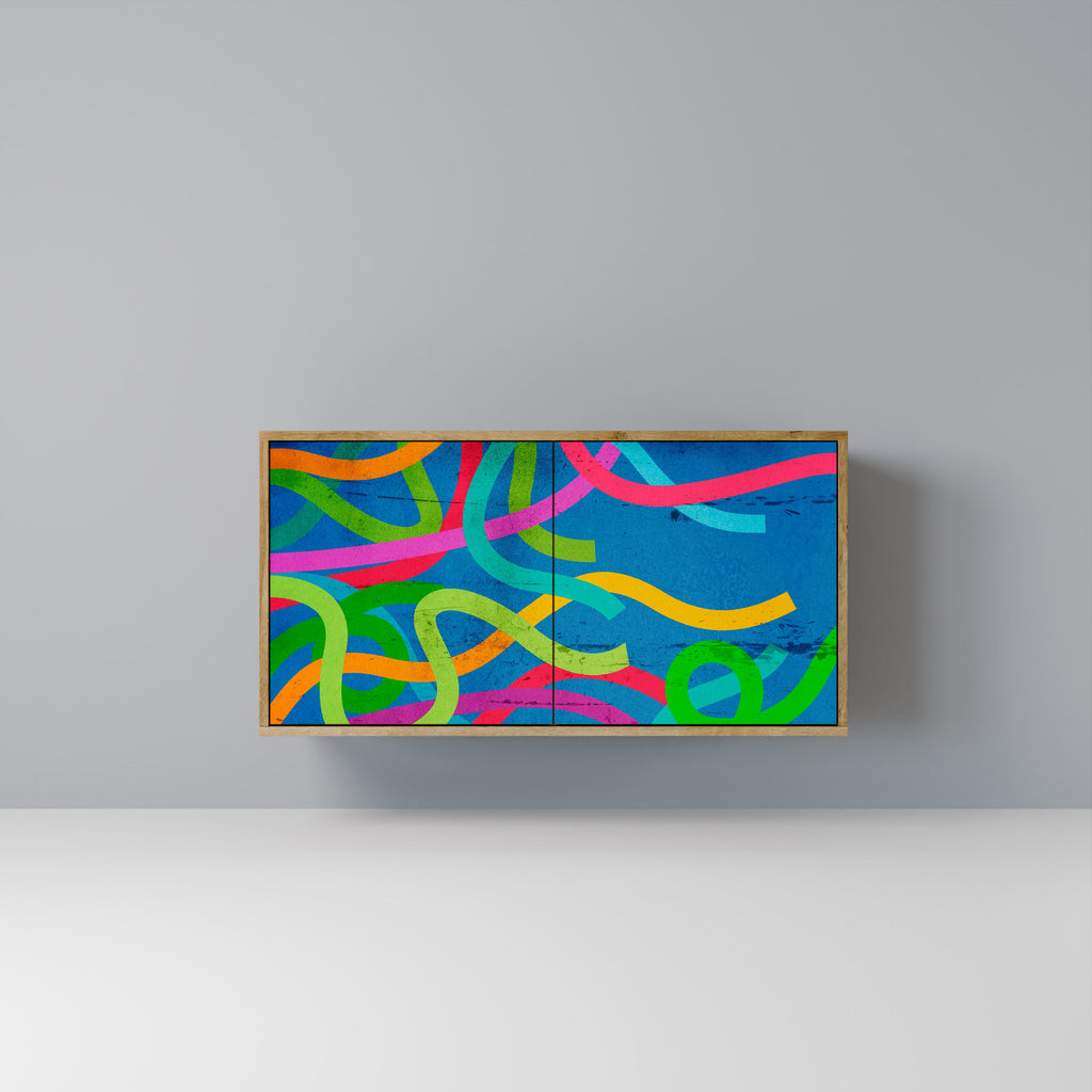 Buffet 2 portes STREAMER TANGLE effet chêne