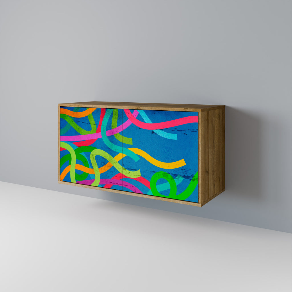 Buffet 2 portes STREAMER TANGLE effet chêne