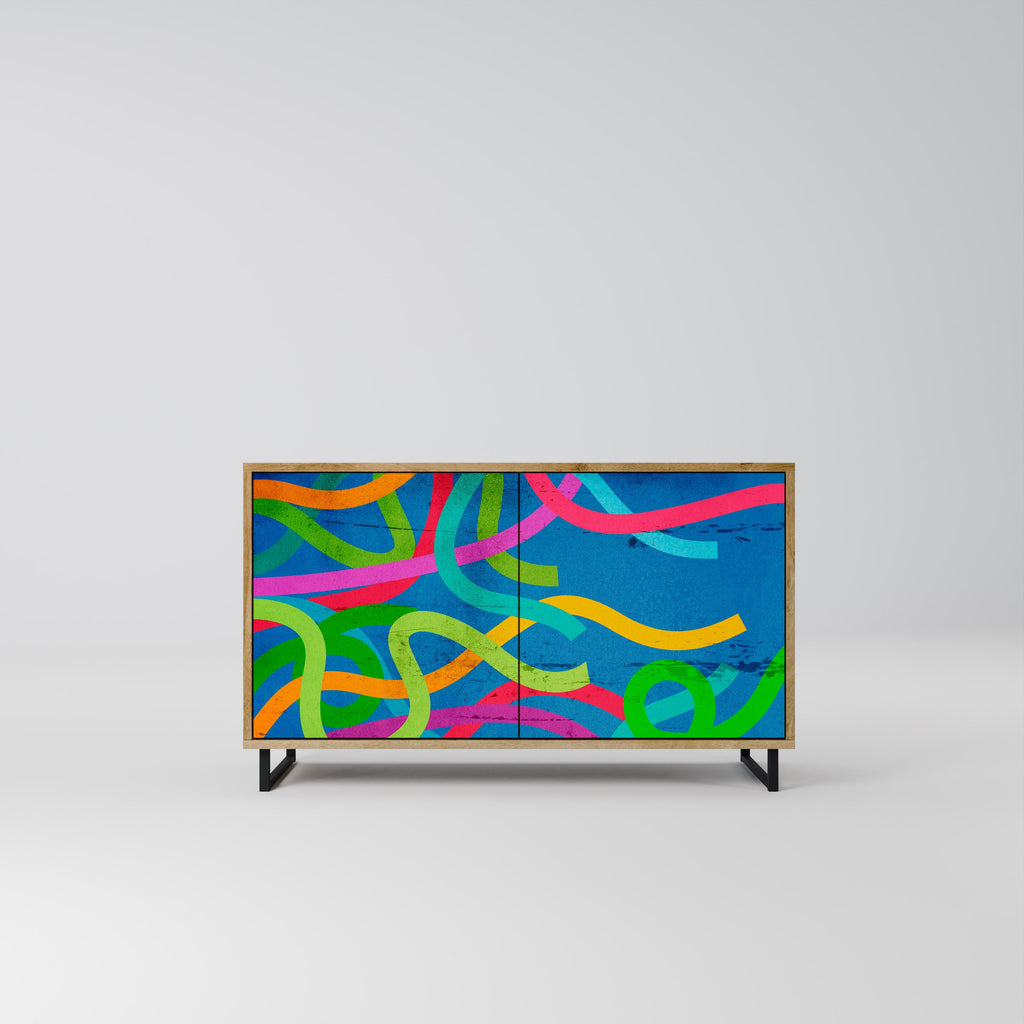 Buffet 2 portes STREAMER TANGLE effet chêne
