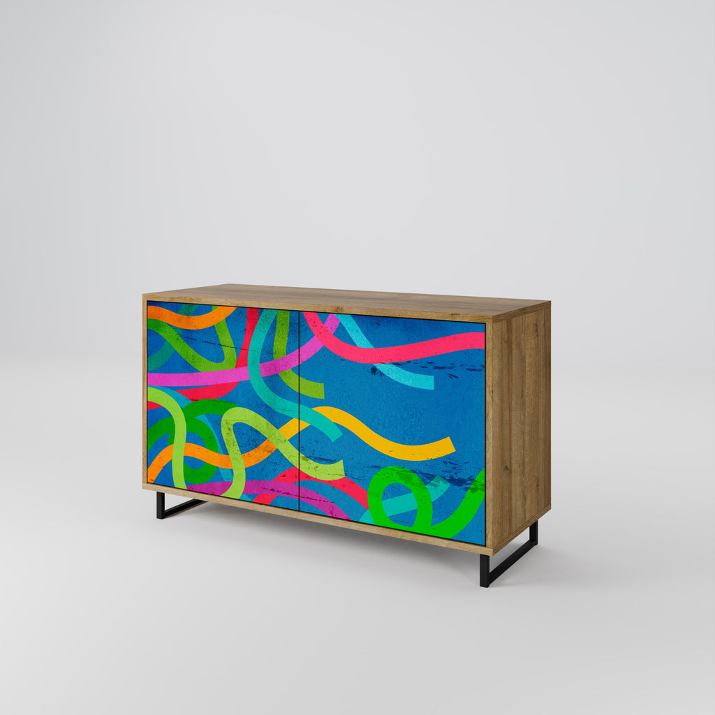 Buffet 2 portes STREAMER TANGLE effet chêne