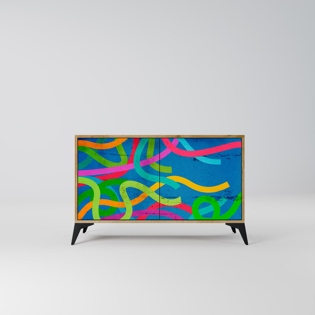 Buffet 2 portes STREAMER TANGLE effet chêne