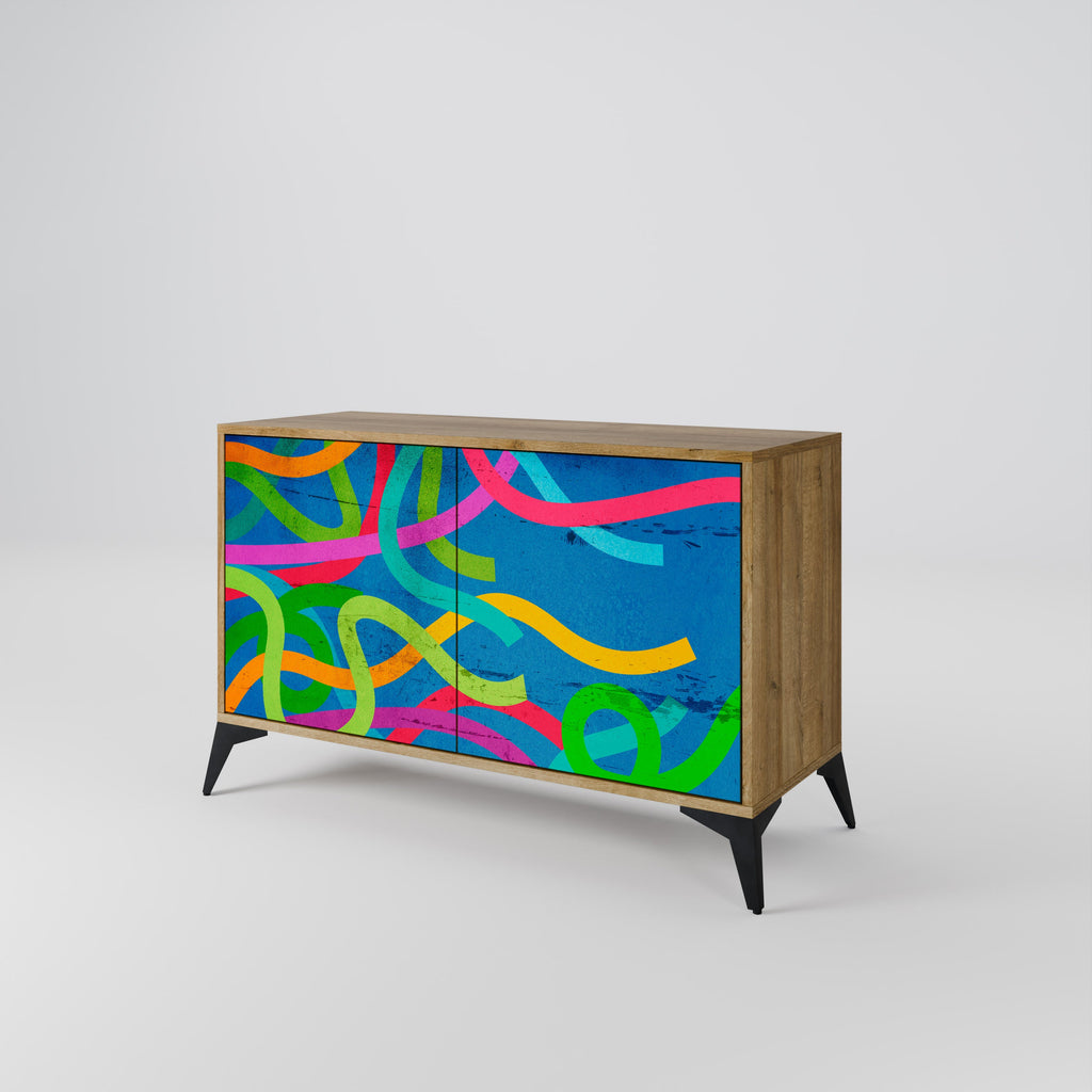 Buffet 2 portes STREAMER TANGLE effet chêne
