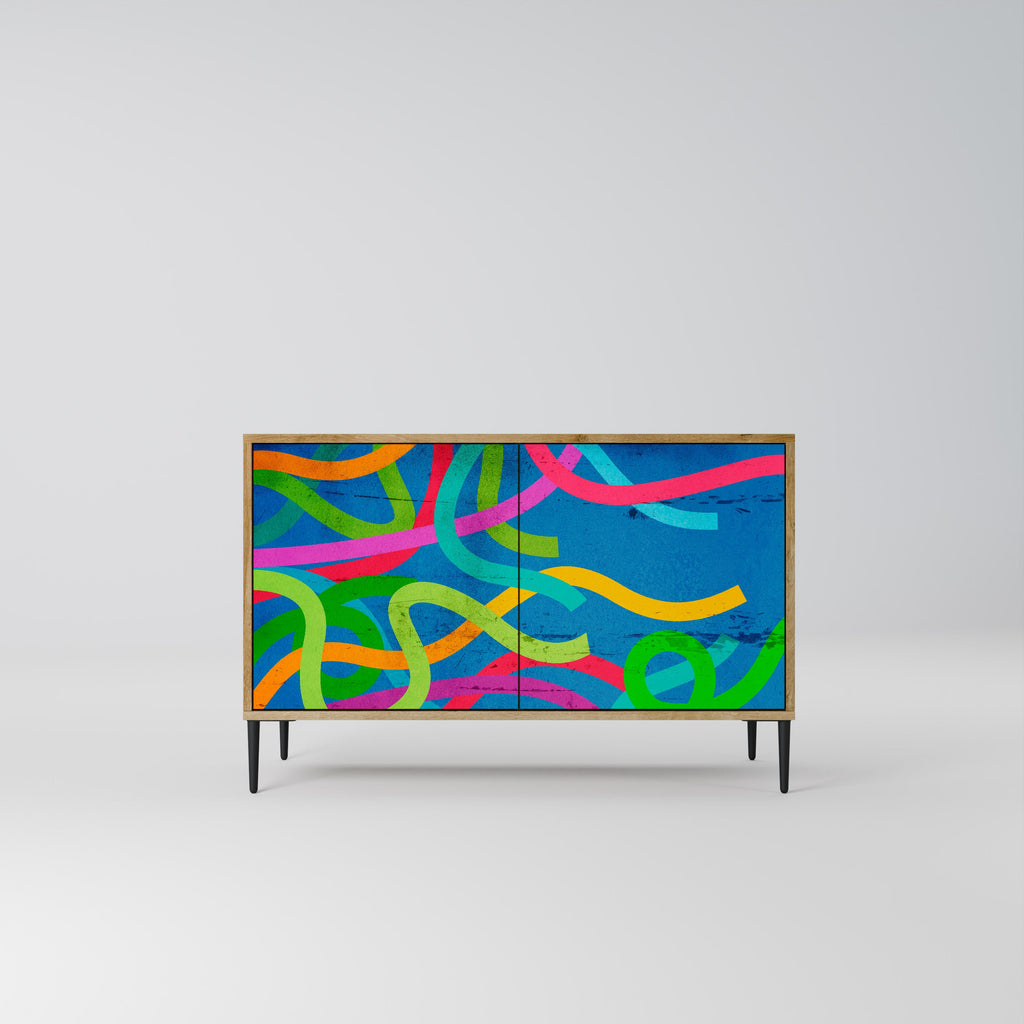 Buffet 2 portes STREAMER TANGLE effet chêne