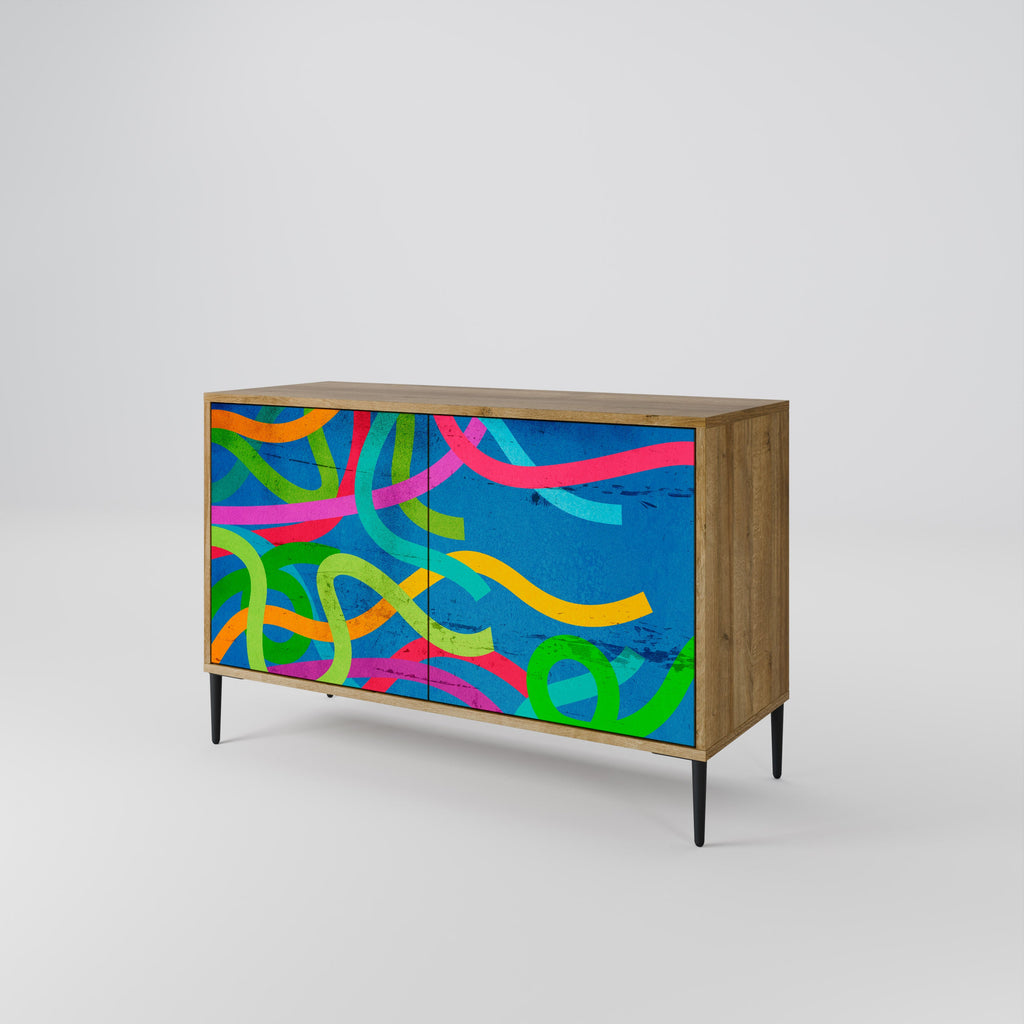 Buffet 2 portes STREAMER TANGLE effet chêne