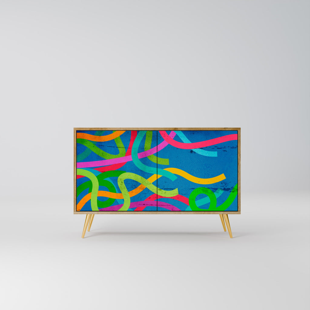 Buffet 2 portes STREAMER TANGLE effet chêne