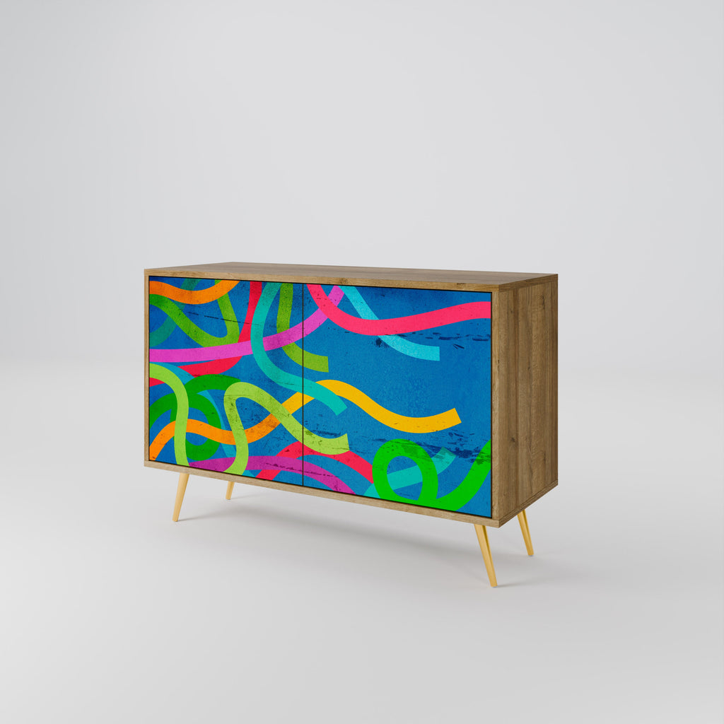 Buffet 2 portes STREAMER TANGLE effet chêne